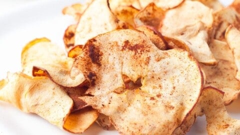 Easy homemade air fryer apple chips with cinnamon