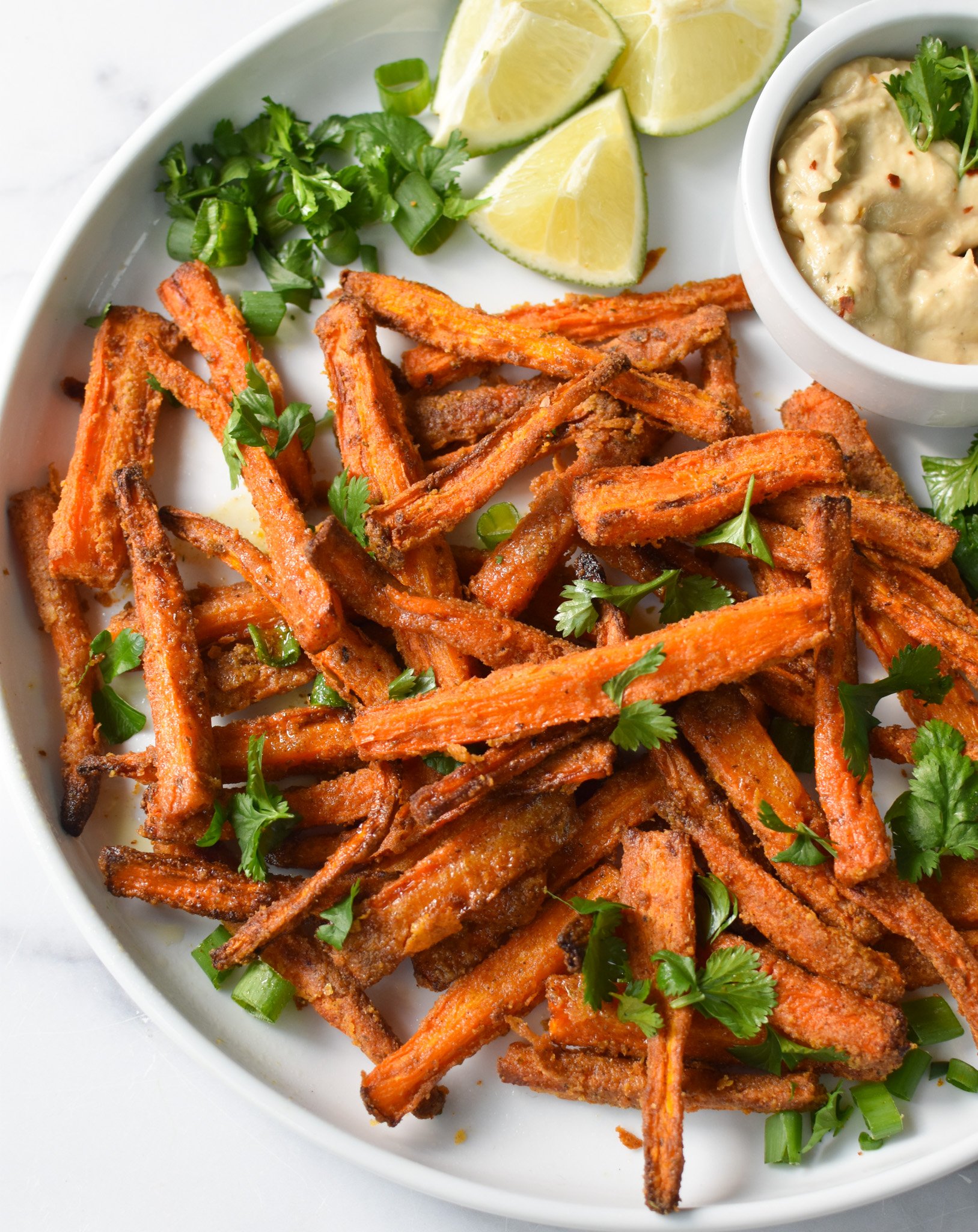 Oven Baked Carrot Fries with dip.