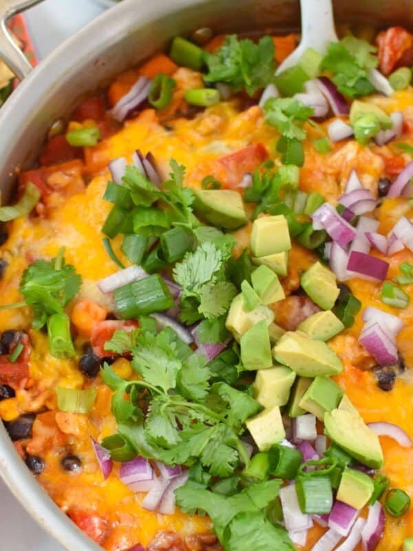 Cheesy Ground Turkey Sweet Potato Skillet 1200 x 1200