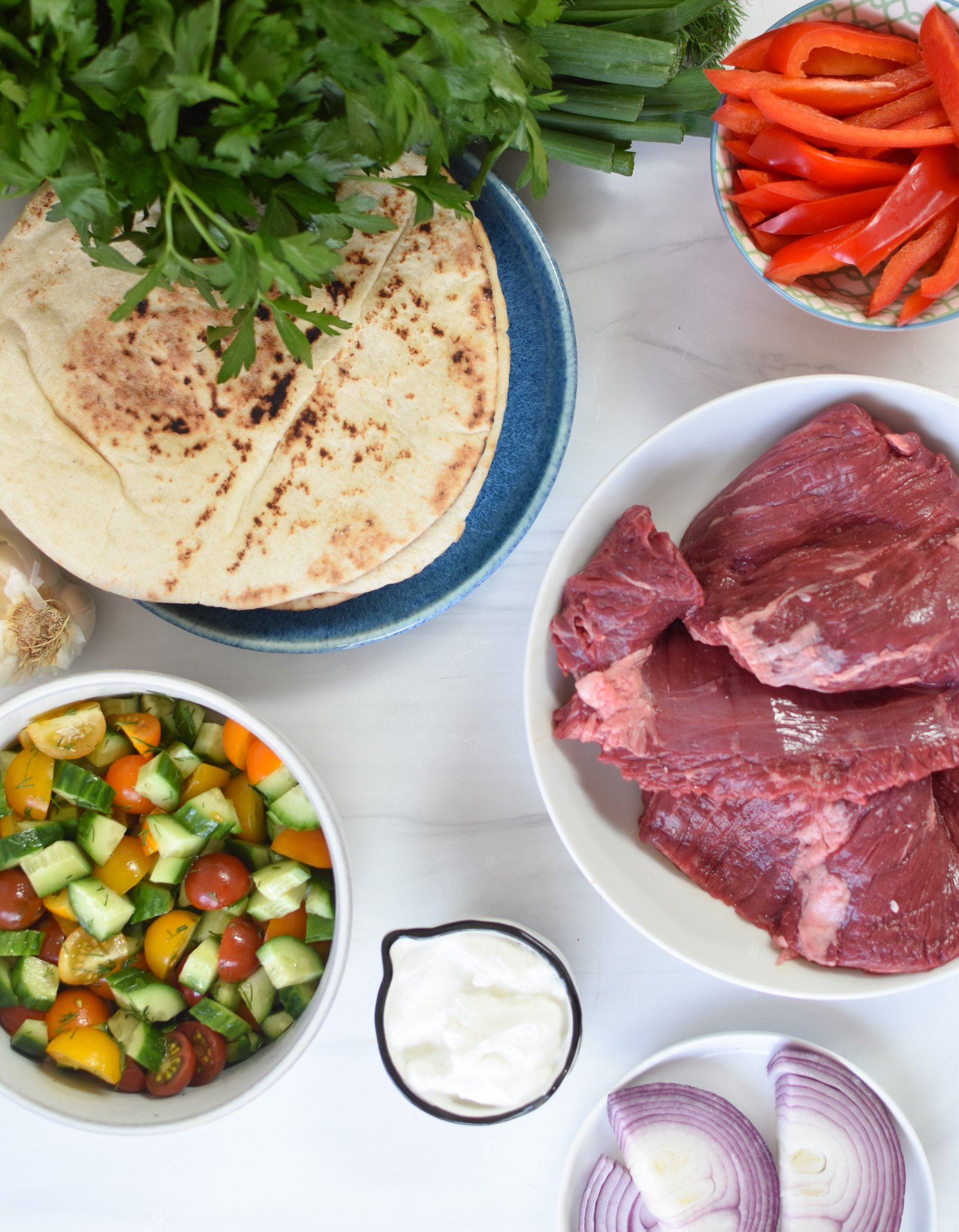 Easy Beef Gyros ingredients.