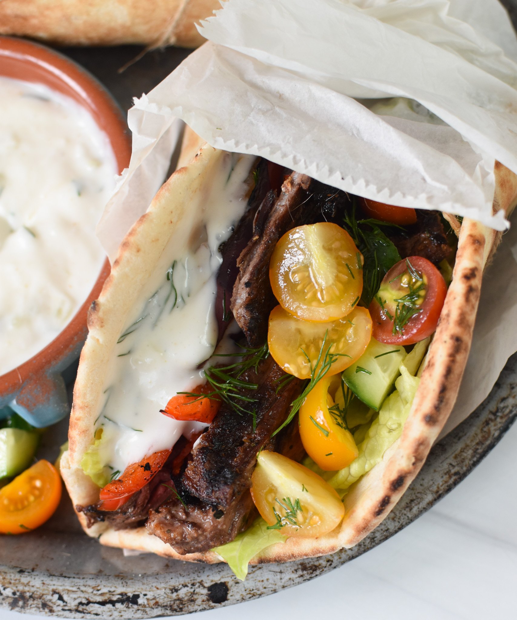 Easy Beef Gyros with pita.