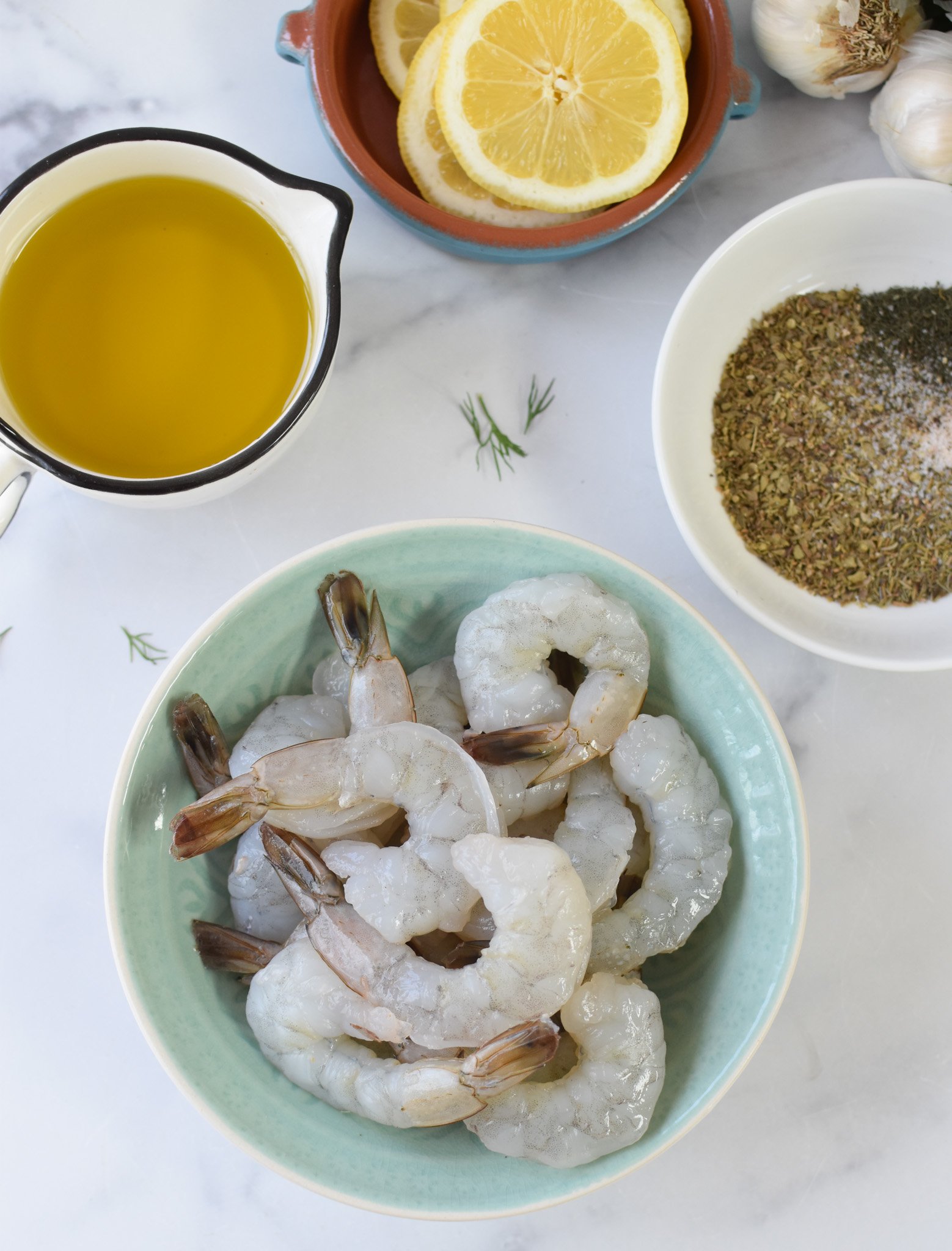 Greek Shrimp Marinade ingredients.