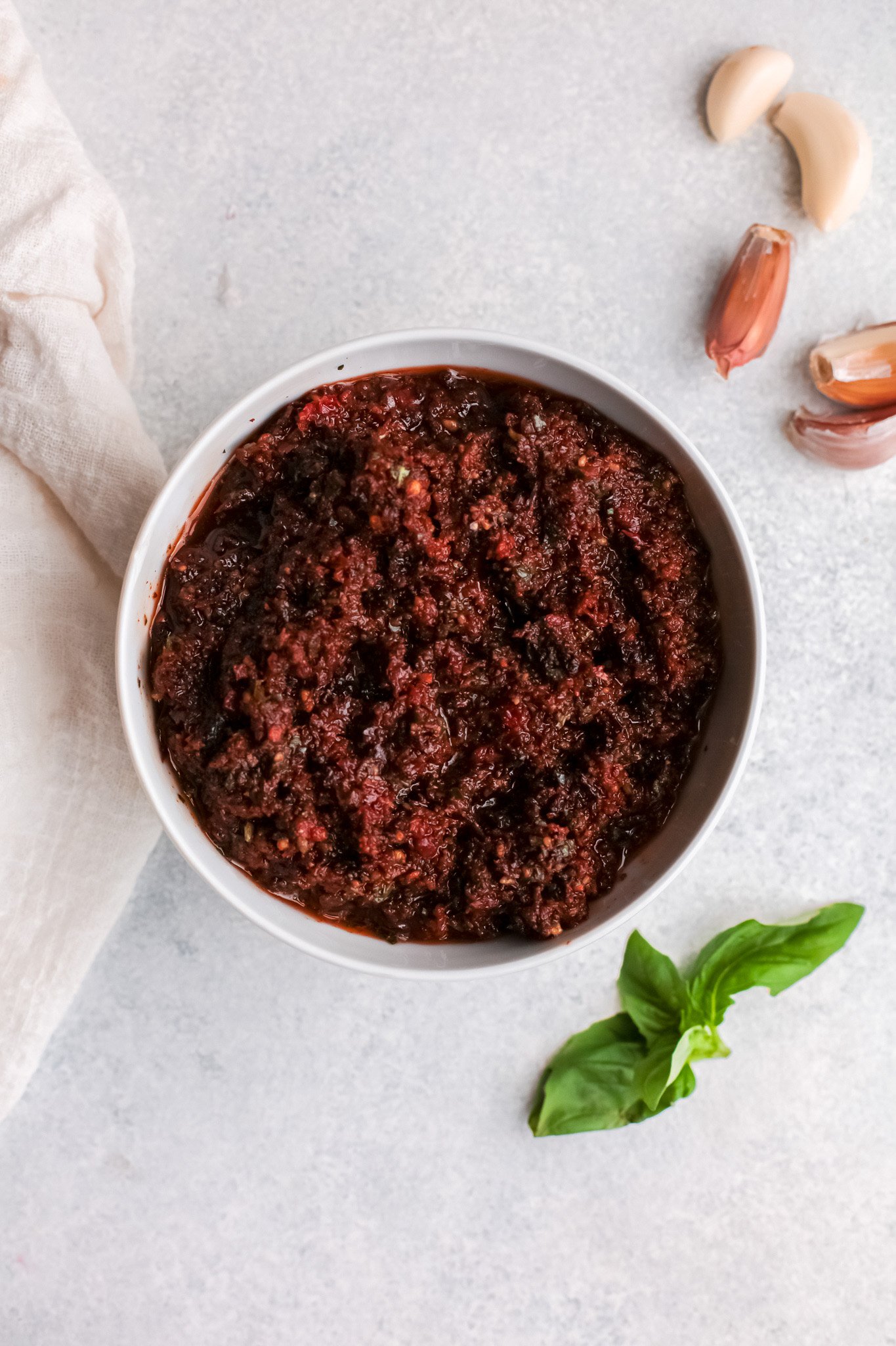 Sun-Dried Tomato Pesto Pasta pesto in a bowl.