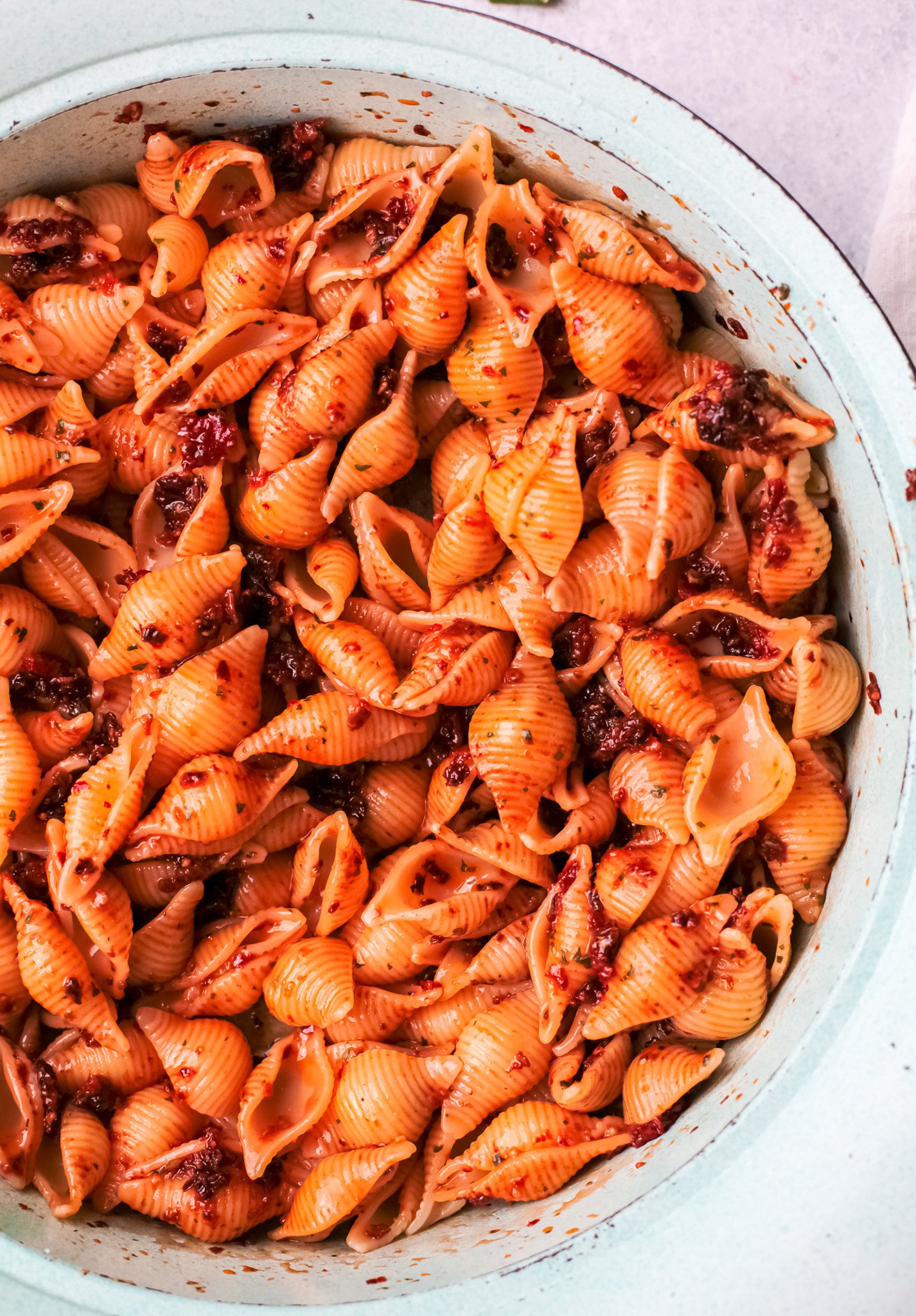 Sun-Dried Tomato Pesto Pasta in a bowl. 