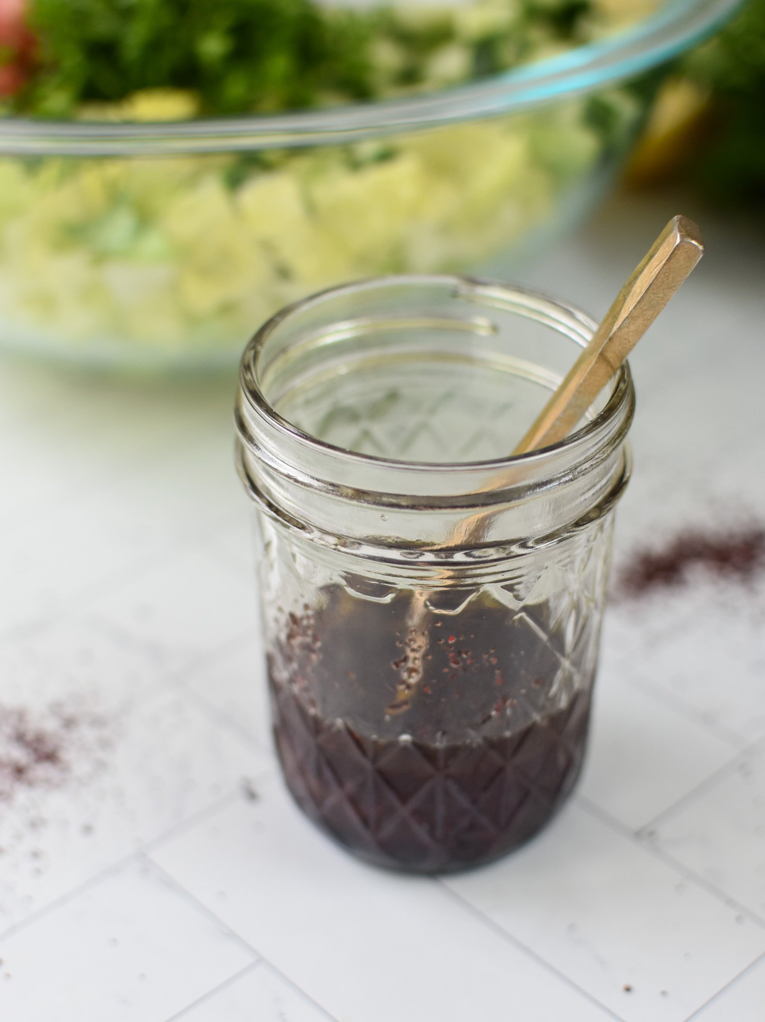 Easy Arabic Salad dressing in jar.