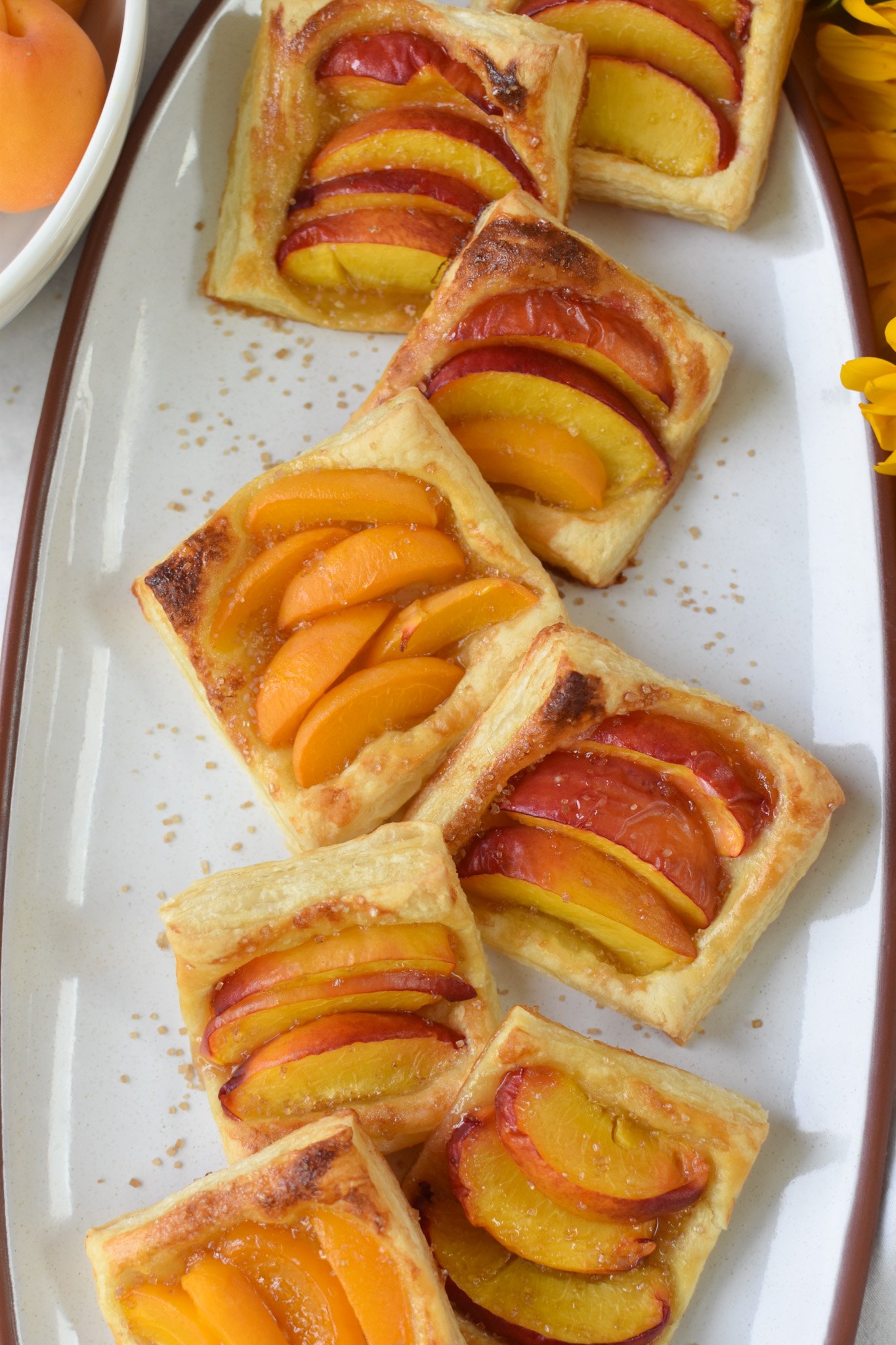 Easy Peach Tart tart with sugar on it.