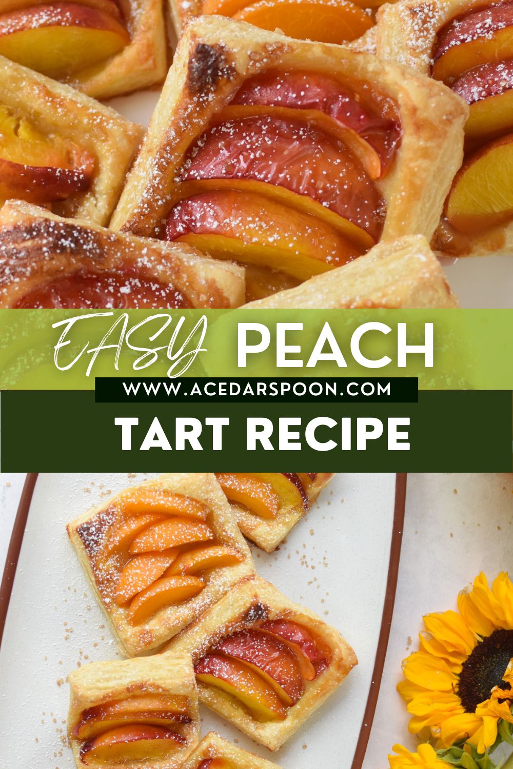 Easy Peach Tart with logo.