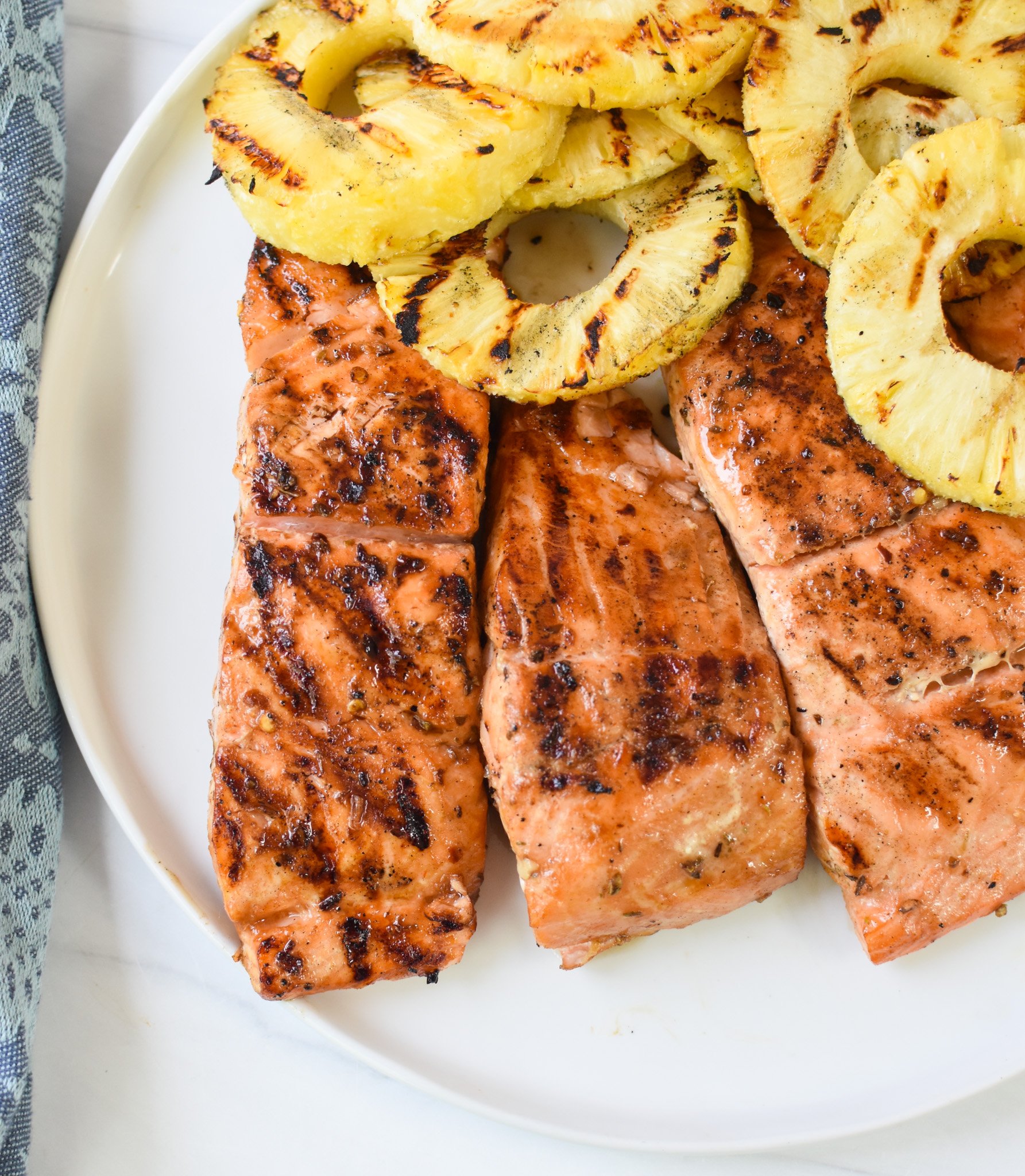 Hawaiian Grilled Salmon with pineapple.