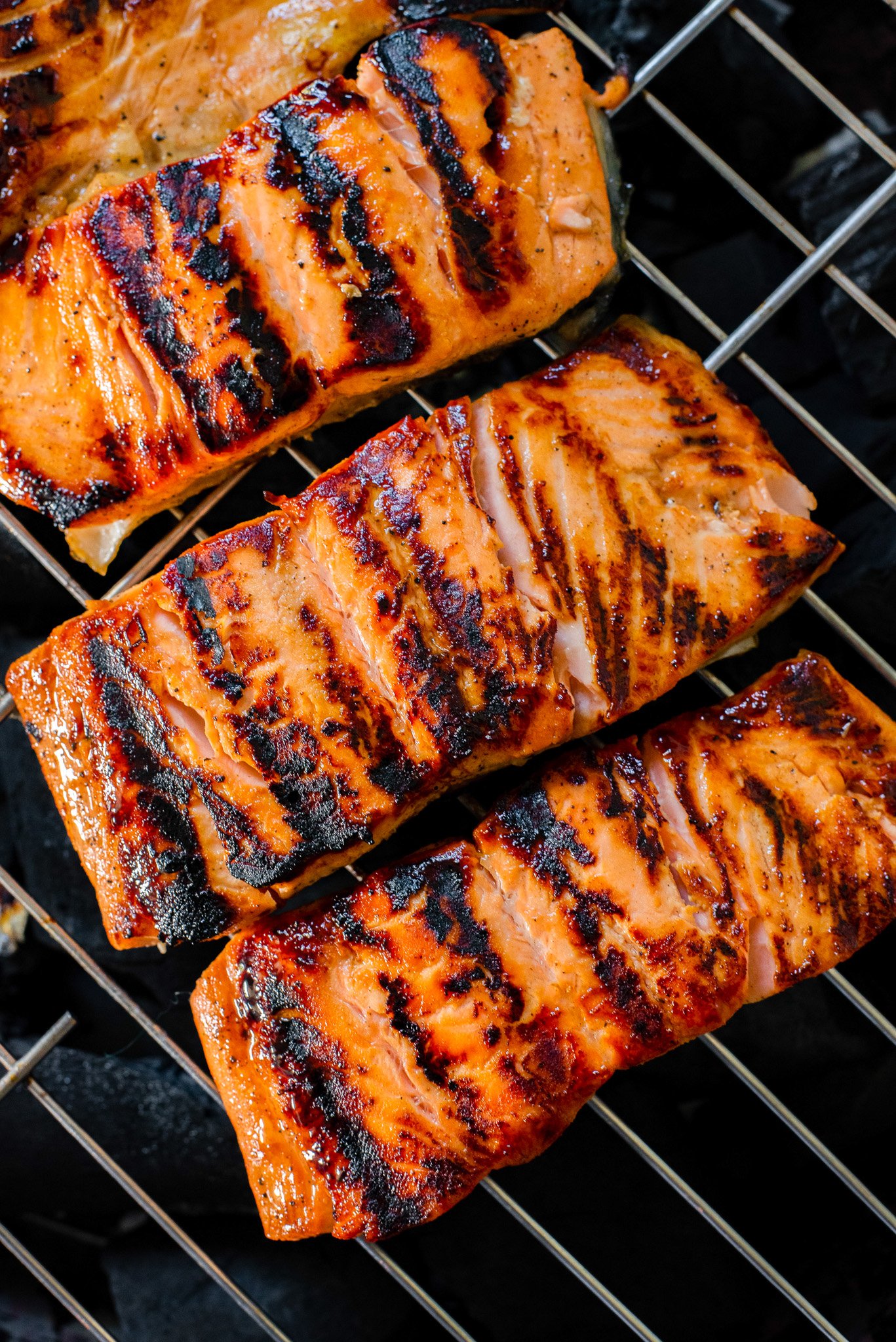 Honey Mustard Salmon on the grill. 