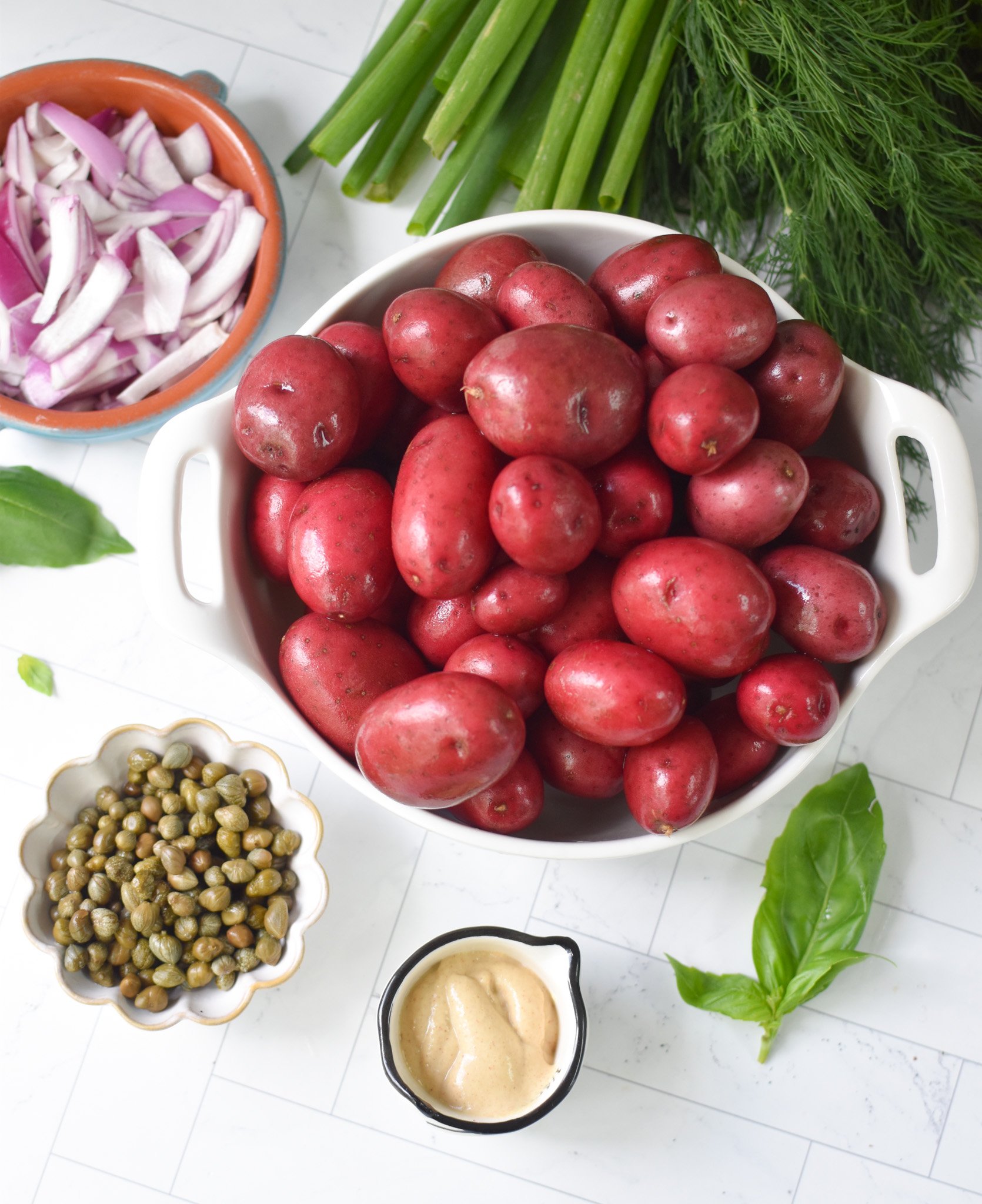 No Mayo Potato Salad ingredients. 