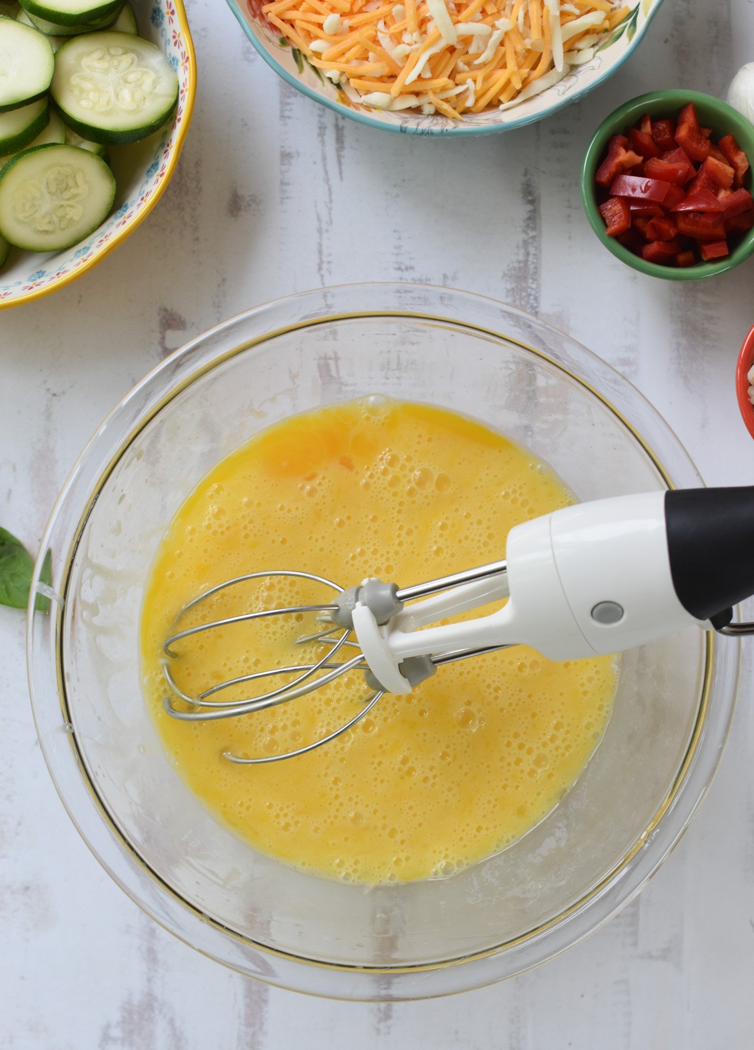 Zucchini Frittata Recipe with whisk.
