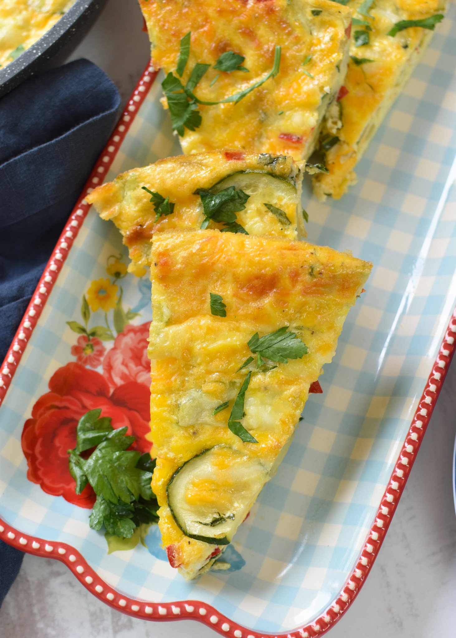 Zucchini Frittata Recipe frittata on a plate.