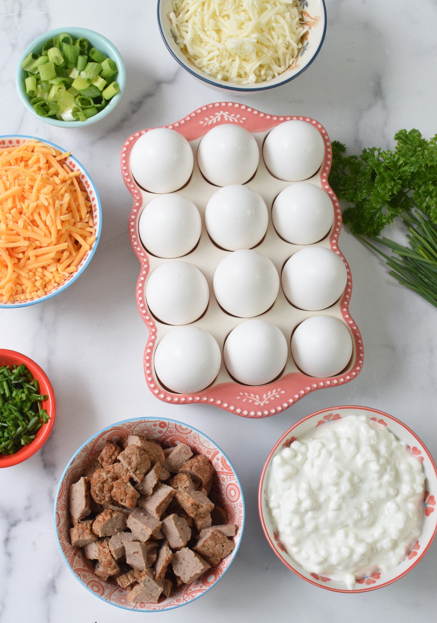 Cheese and Sausage Baked Eggs ingredients. 