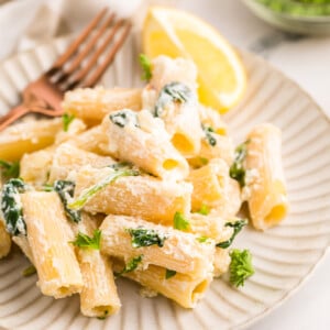 Lemon Ricotta Pasta with fork.