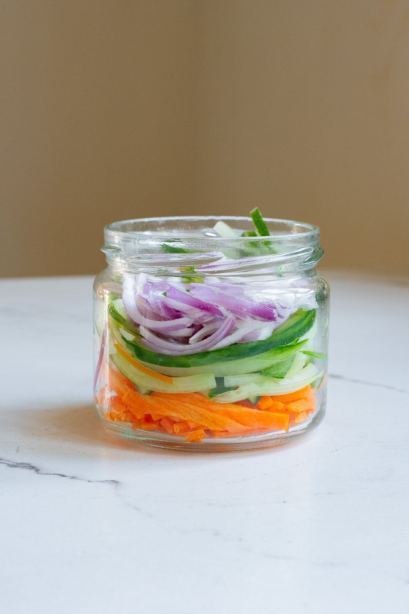 Quick Pickled Vegetables in a mason jar