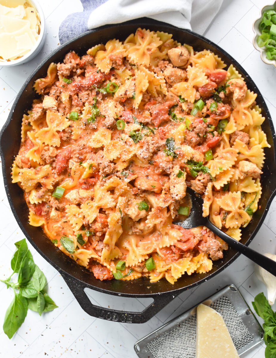 Creamy Chicken and Chorizo Pasta Recipe - A Cedar Spoon