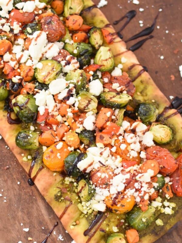 Roasted Vegetable Goat Cheese Flatbread Pizza Recipe 1200 x 1200