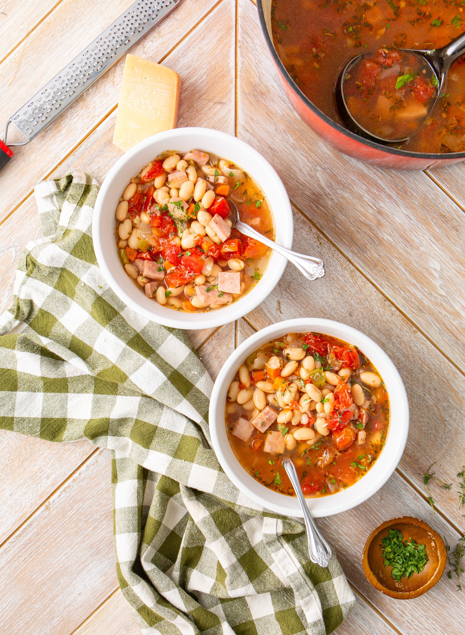 Navy Bean Soup Recipe two bowls of soup