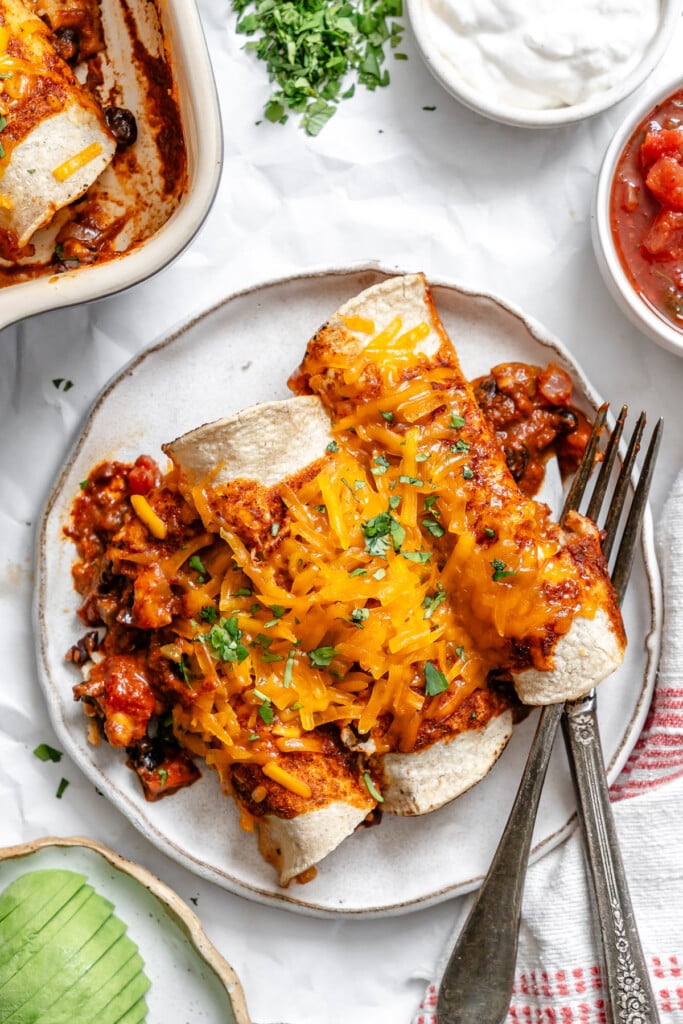 Easy Vegetarian Enchiladas Recipe on plate