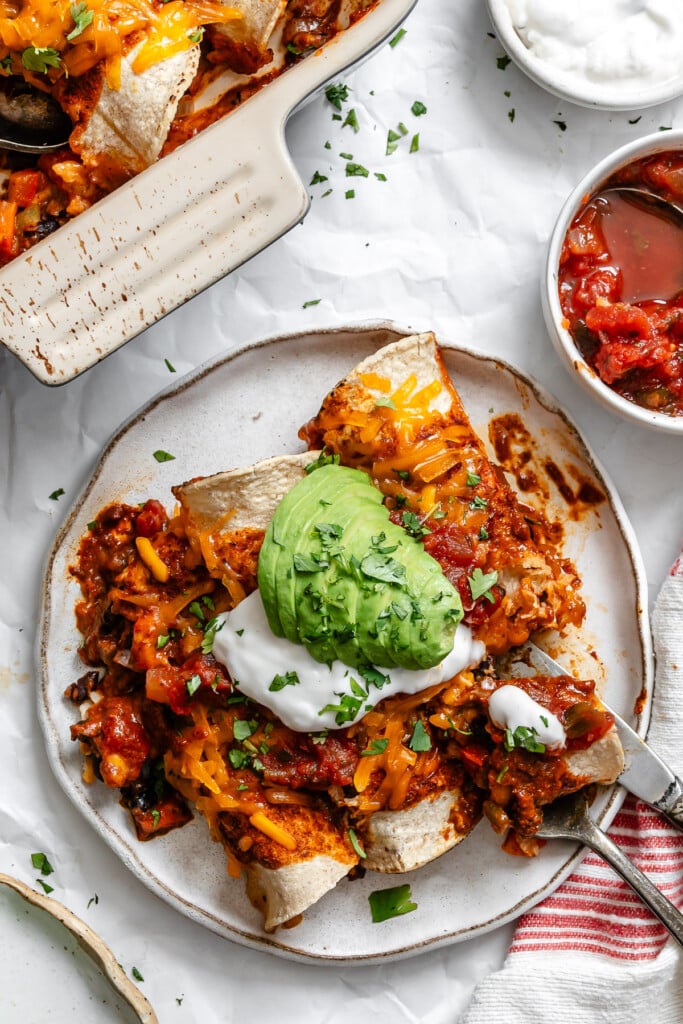 Easy Vegetarian Enchiladas Recipe on plate 