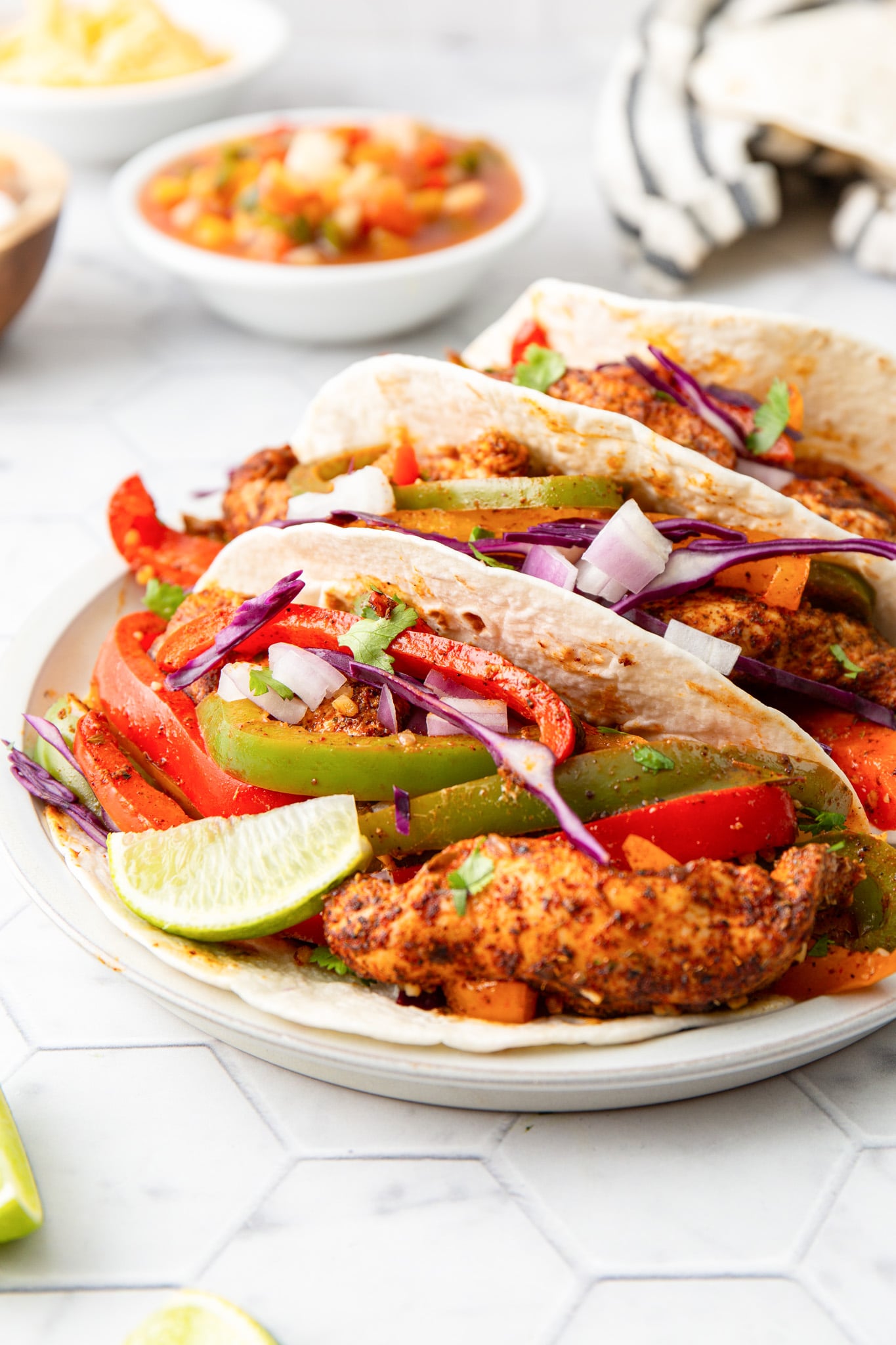 Sheet Pan Chicken Fajitas in tacos