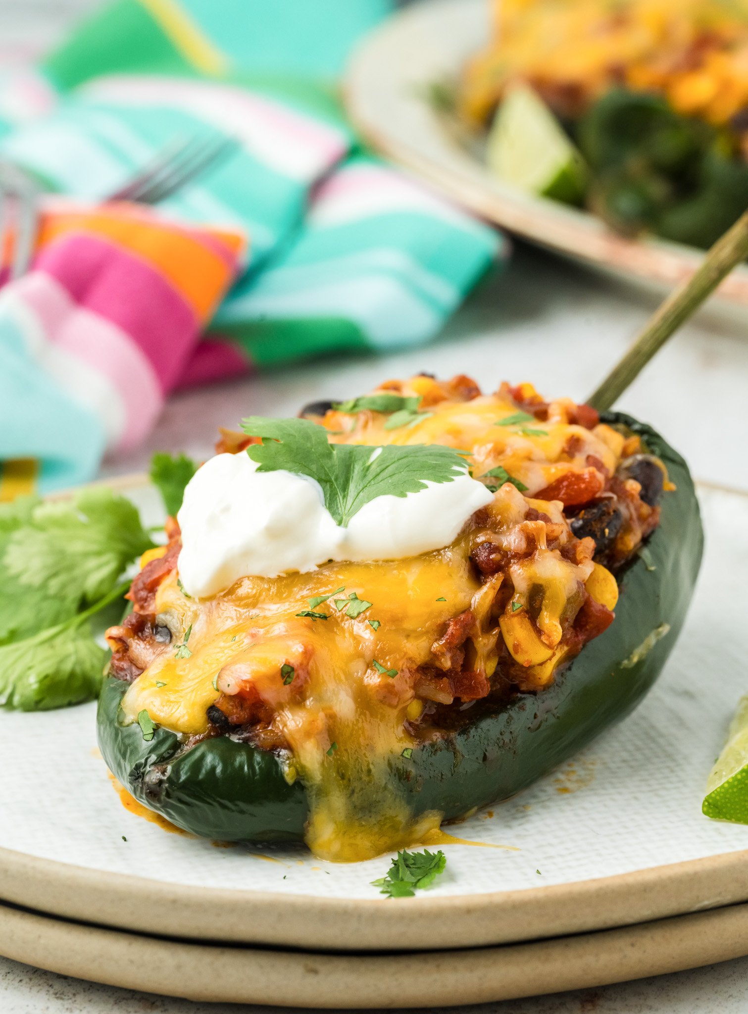 Stuffed Poblano Peppers Recipe on a plate
