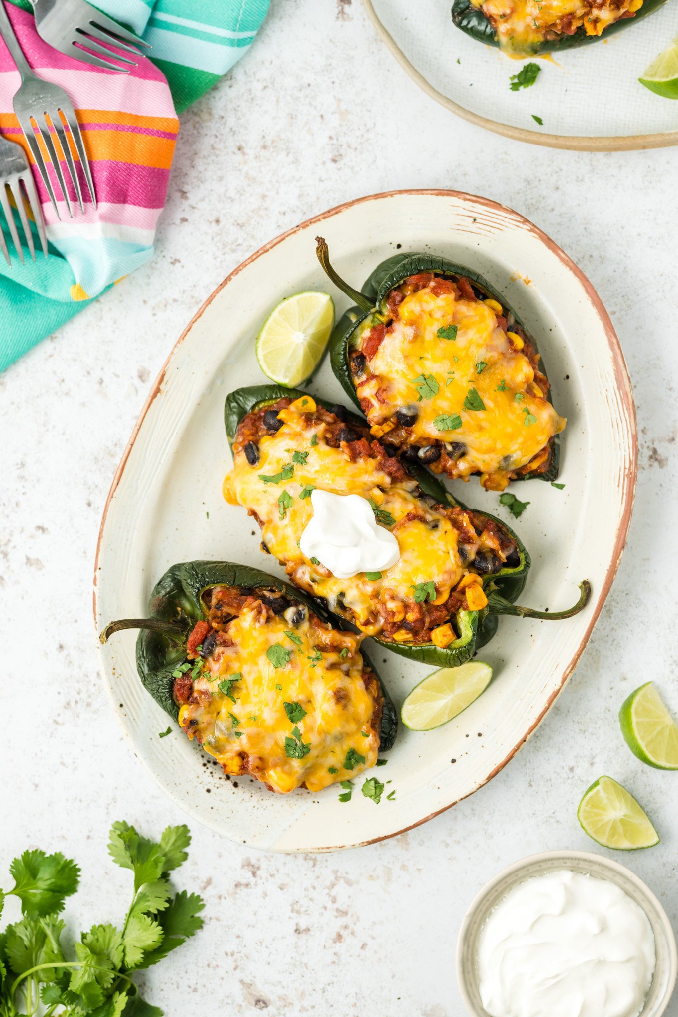 Stuffed Poblano Peppers Recipe on a plate