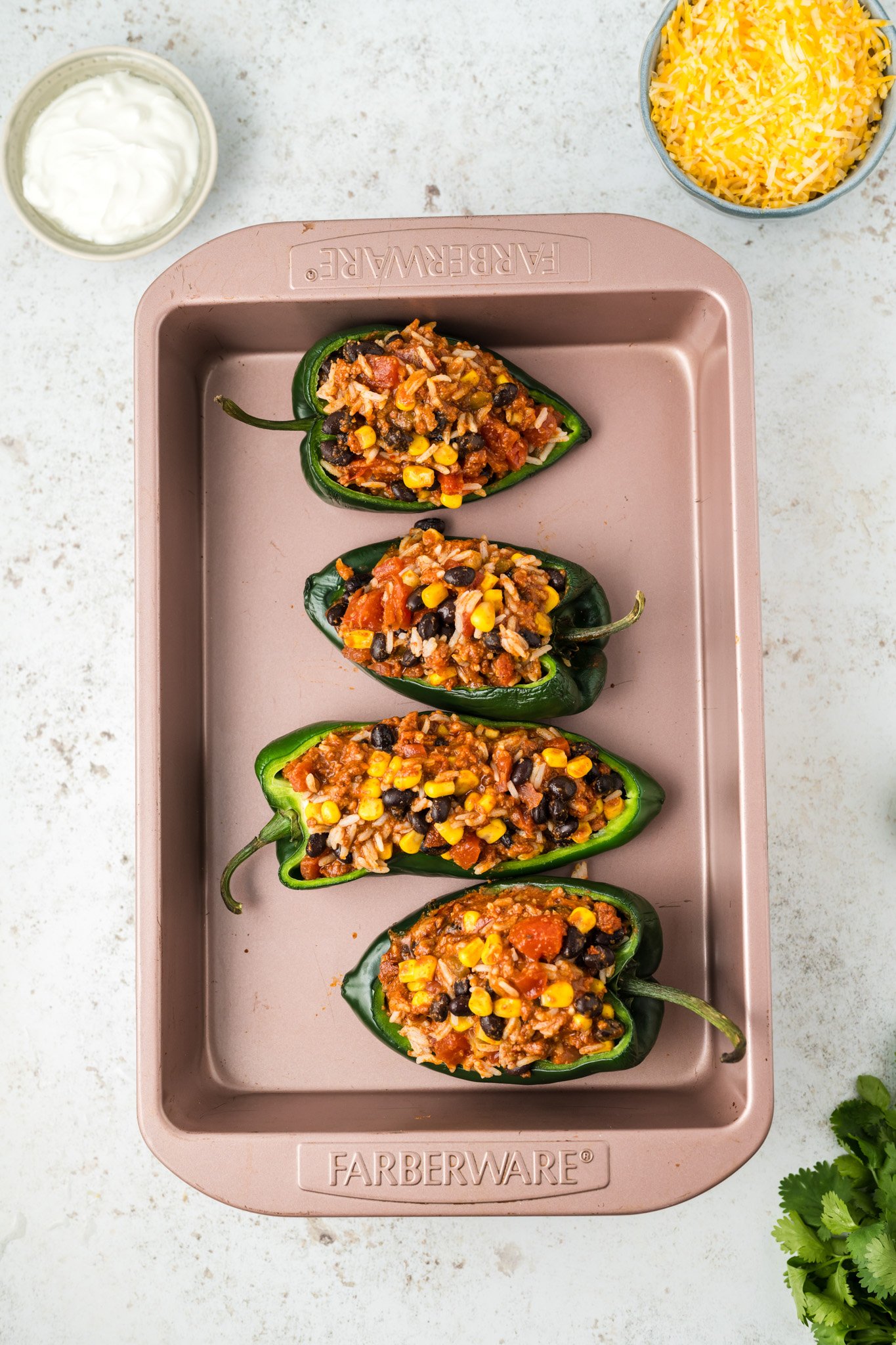 Stuffed Poblano Peppers Recipe meat mixture in poblanos