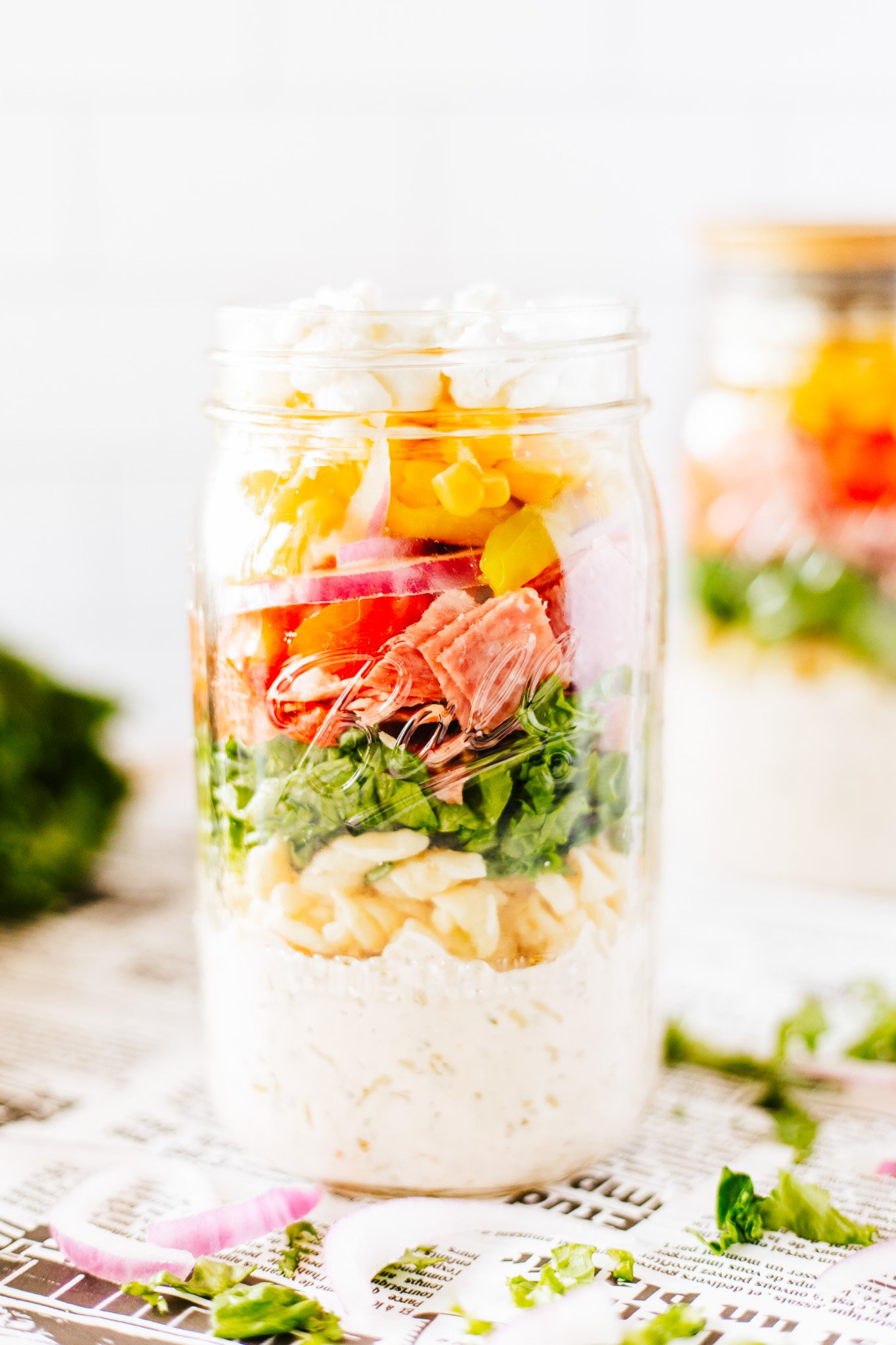 Italian Pasta Mason Jar Salad in a jar
