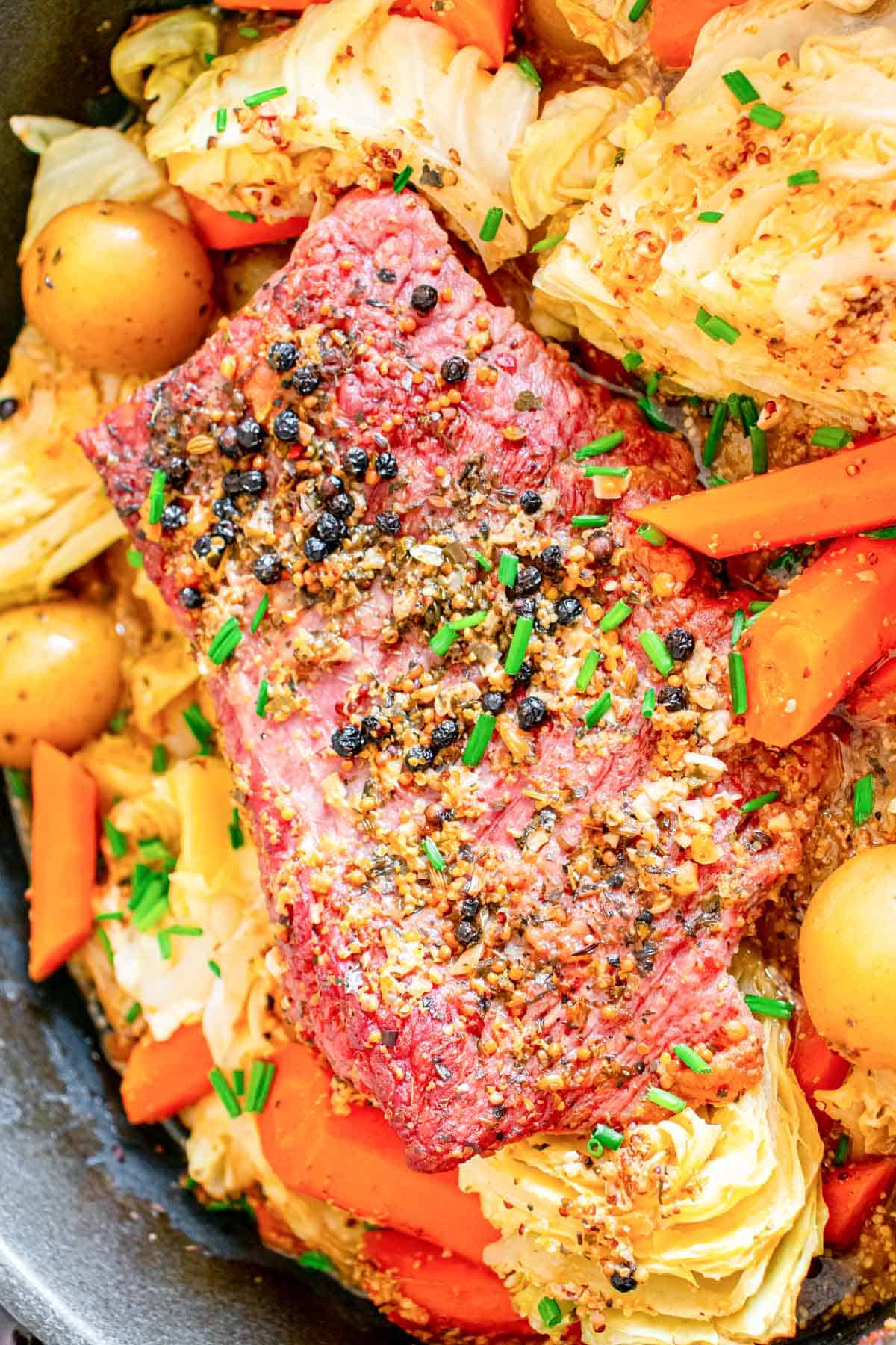 Baked Corned Beef and Cabbage in a pot