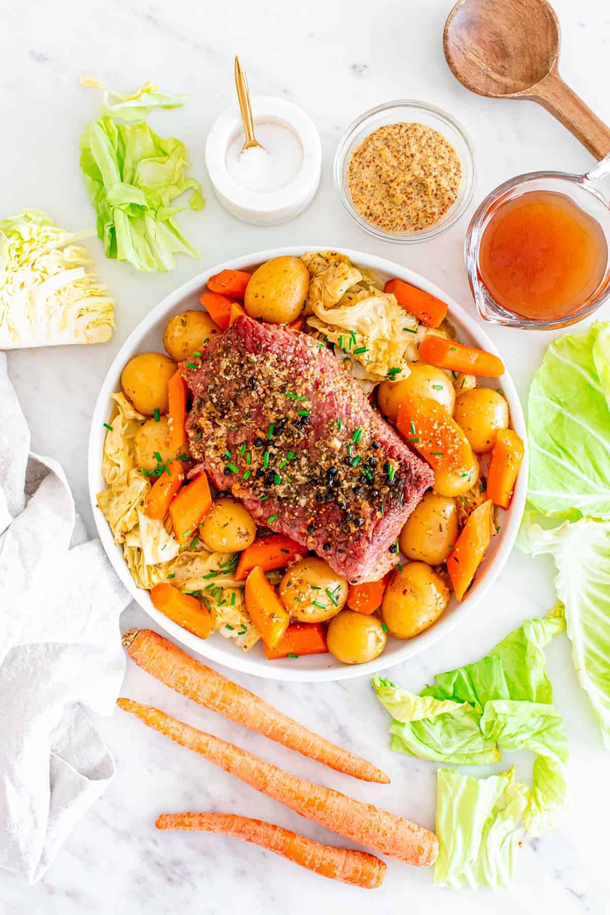 Baked Corned Beef and Cabbage on a plate