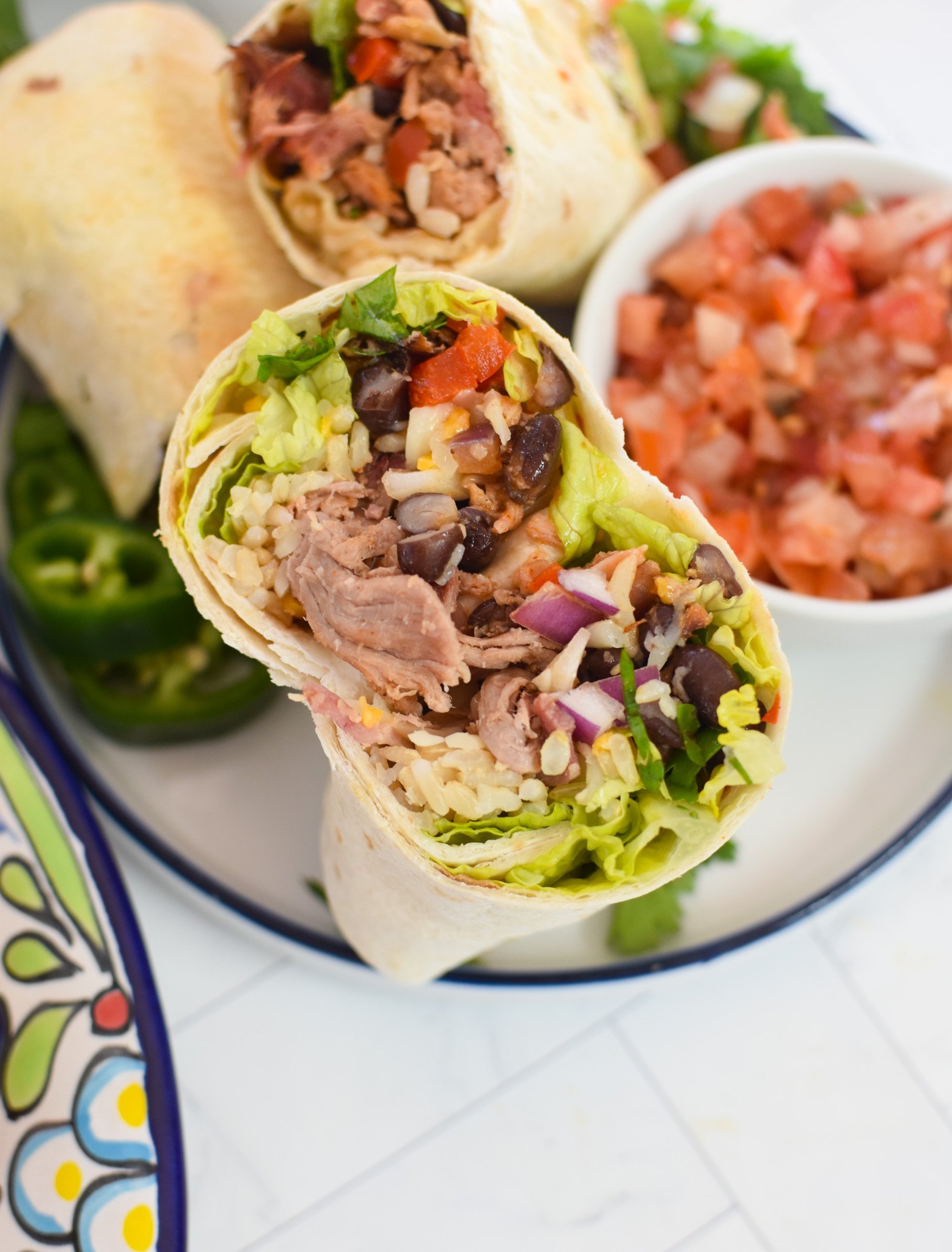 Pulled Pork Burritos with salsa