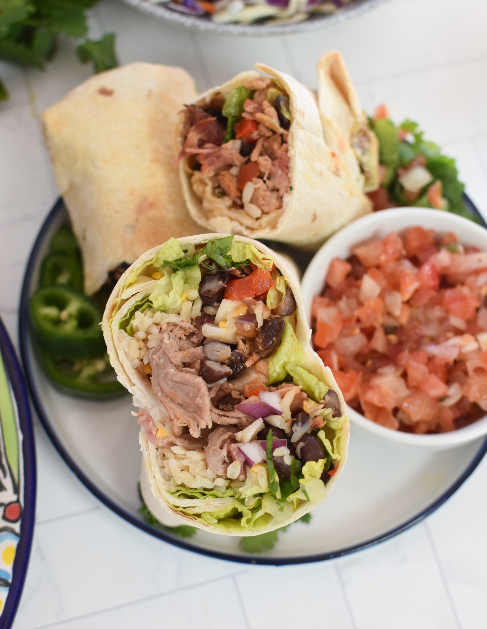 Pulled Pork Burritos two burritos 