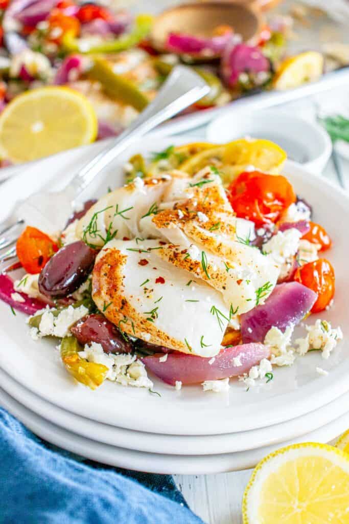 Cedar Cod Sheet Pan Mediterranean Cod - A Cedar Spoon
