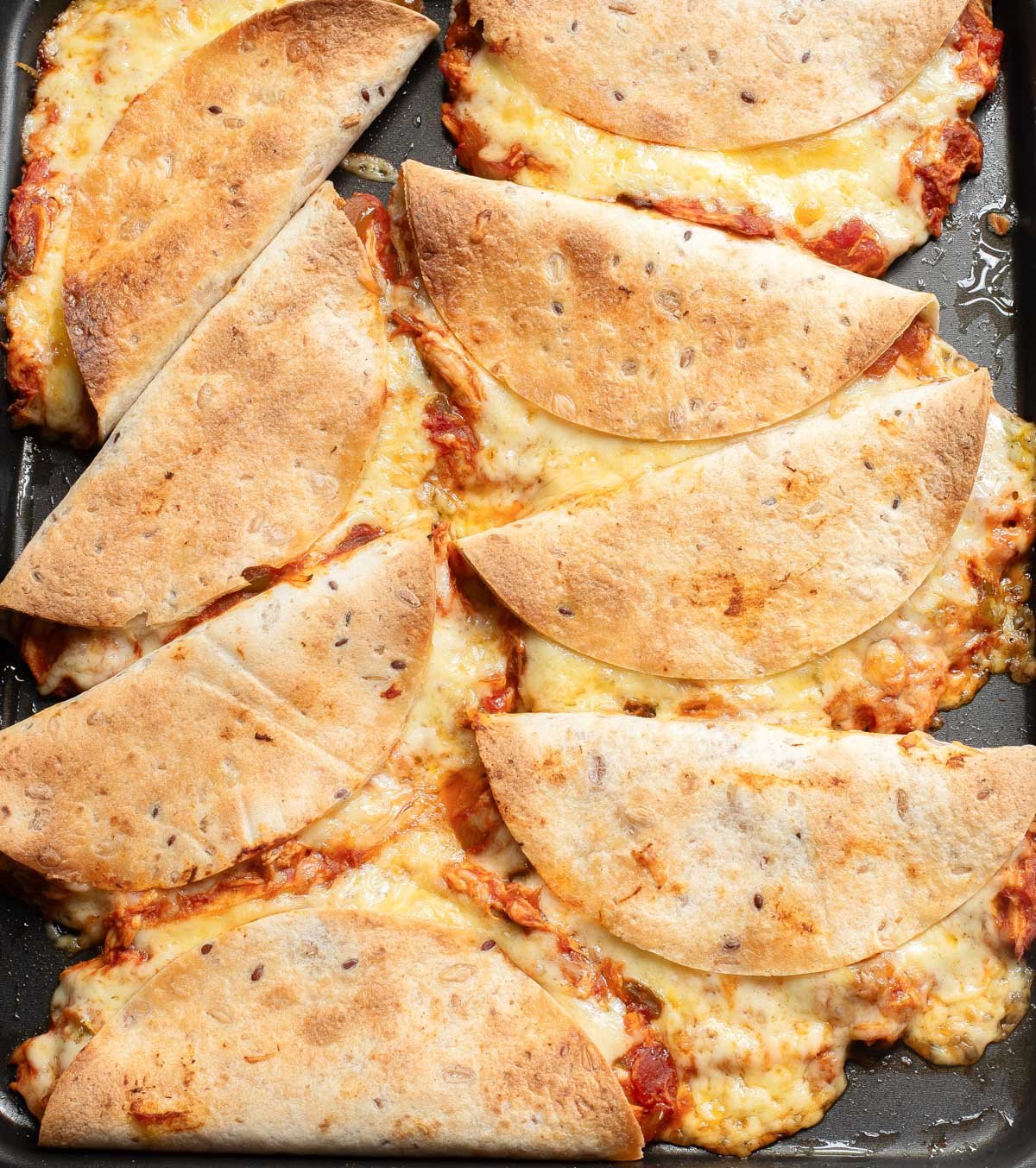 Baked Chicken Tacos on a tray 