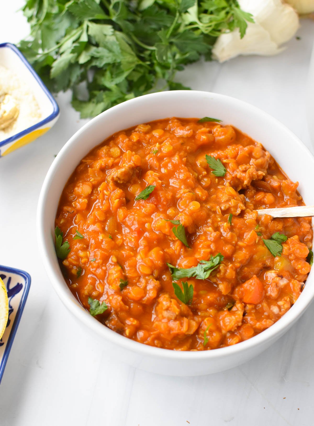 Lentil Sausage Soup Recipe with parsley
