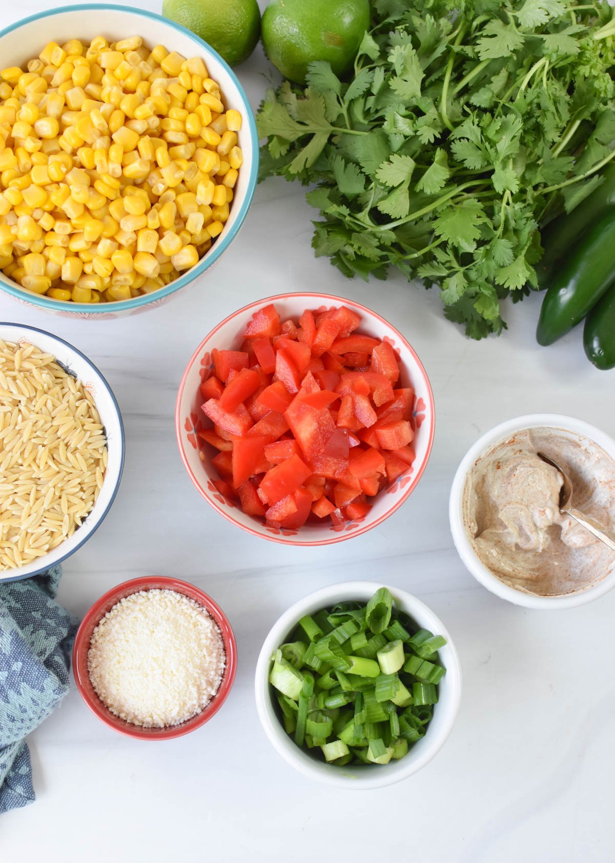 Mexican Street Corn Orzo Pasta Salad ingredients 