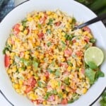Mexican Street Corn Orzo Pasta Salad with cotija cheese