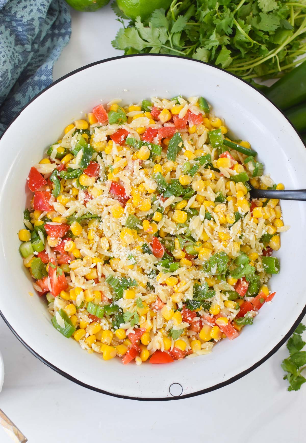 Mexican Street Corn Orzo Pasta Salad without dressing