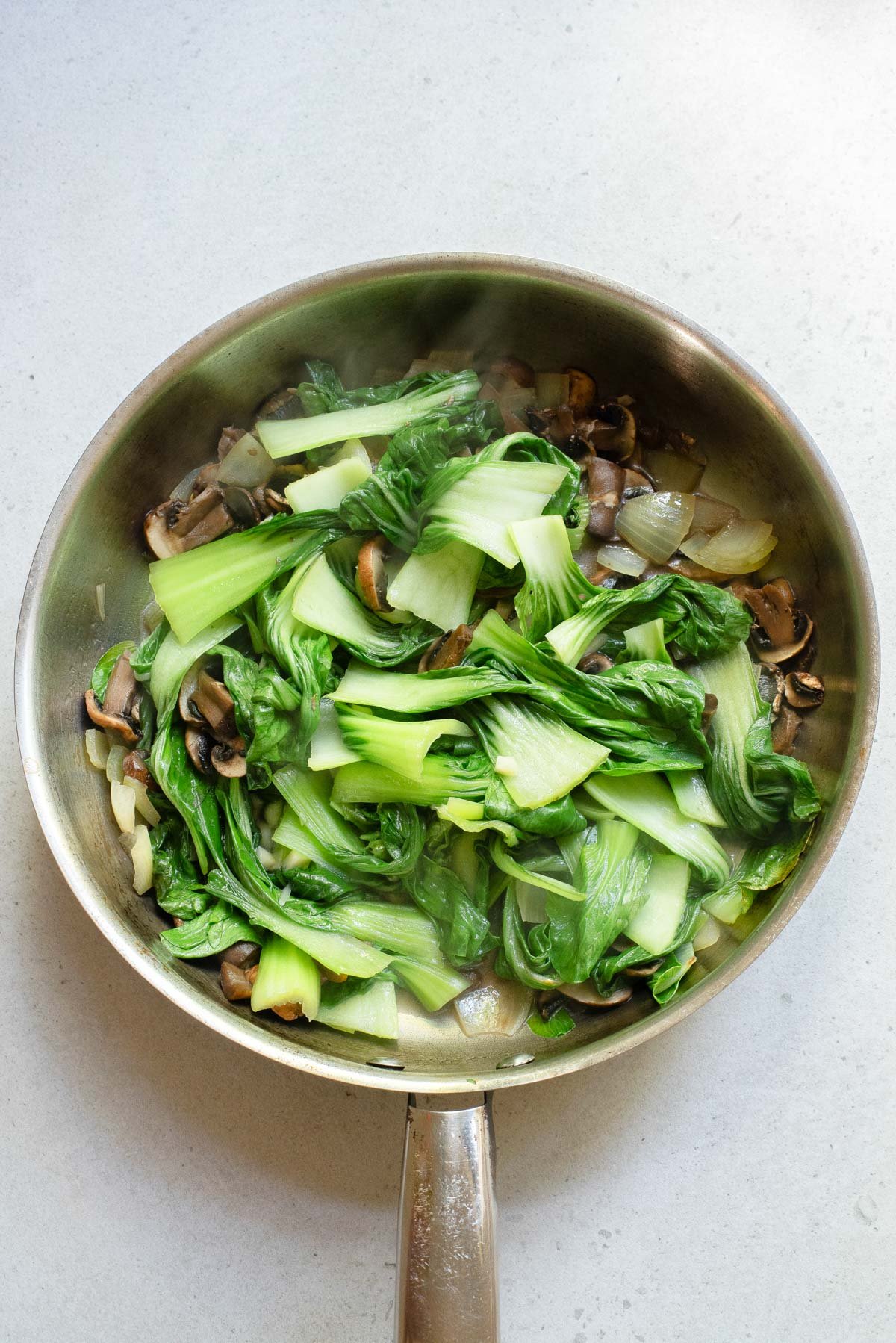 Bok Choy Stir Fry in pan 