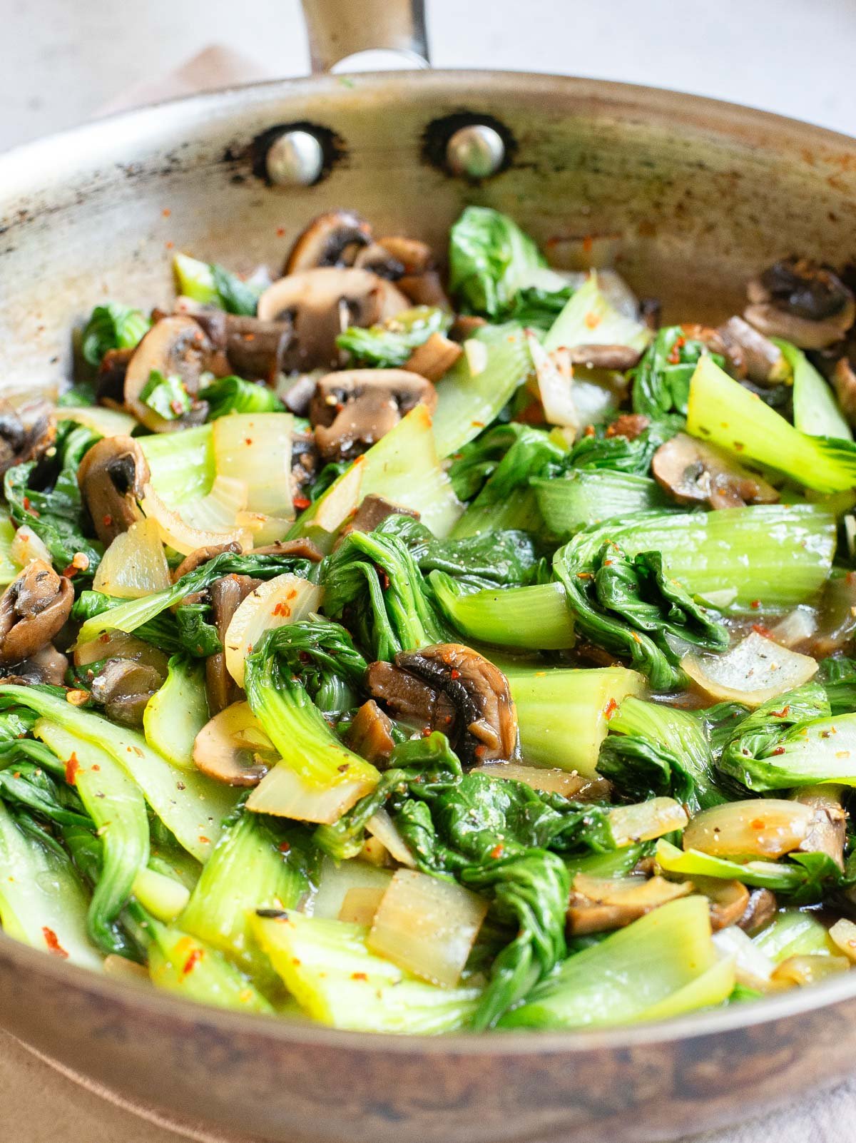 Bok Choy Stir Fry in large skillet 