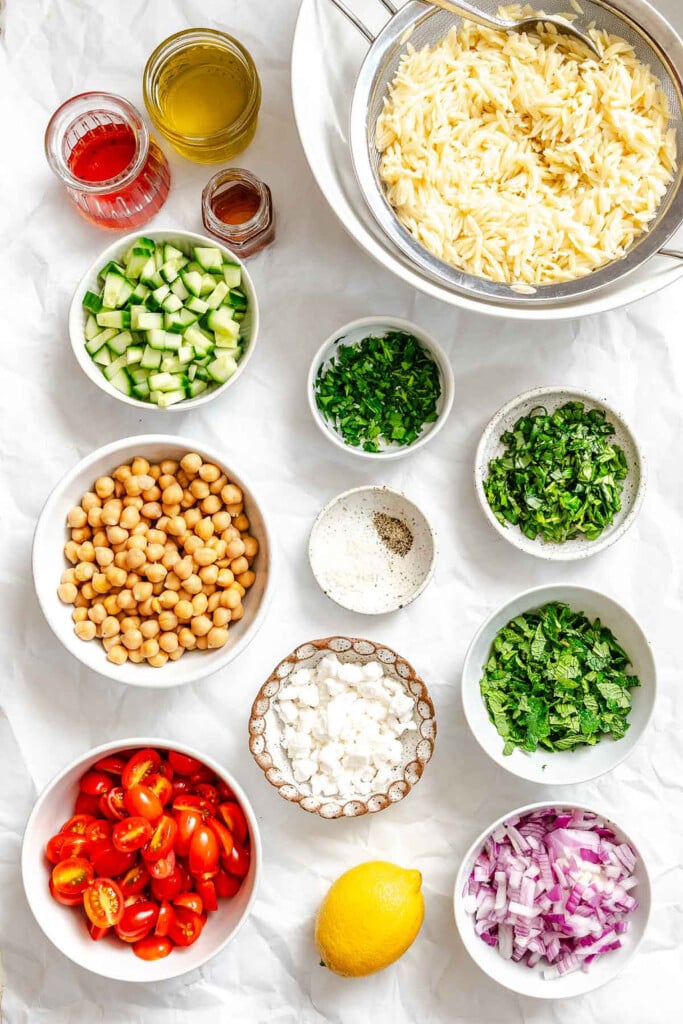 Summer Orzo Pasta Salad recipe ingredients 
