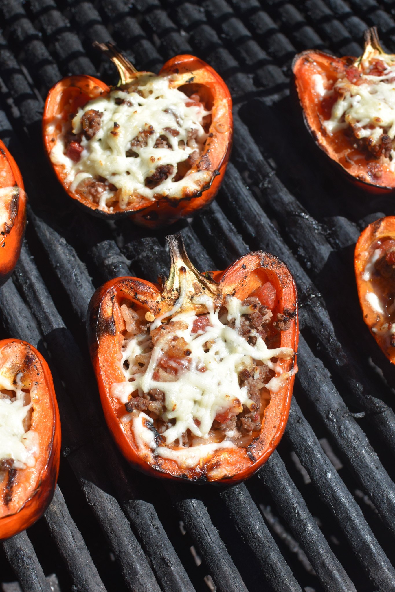 Grilled Stuffed Peppers on the grill 