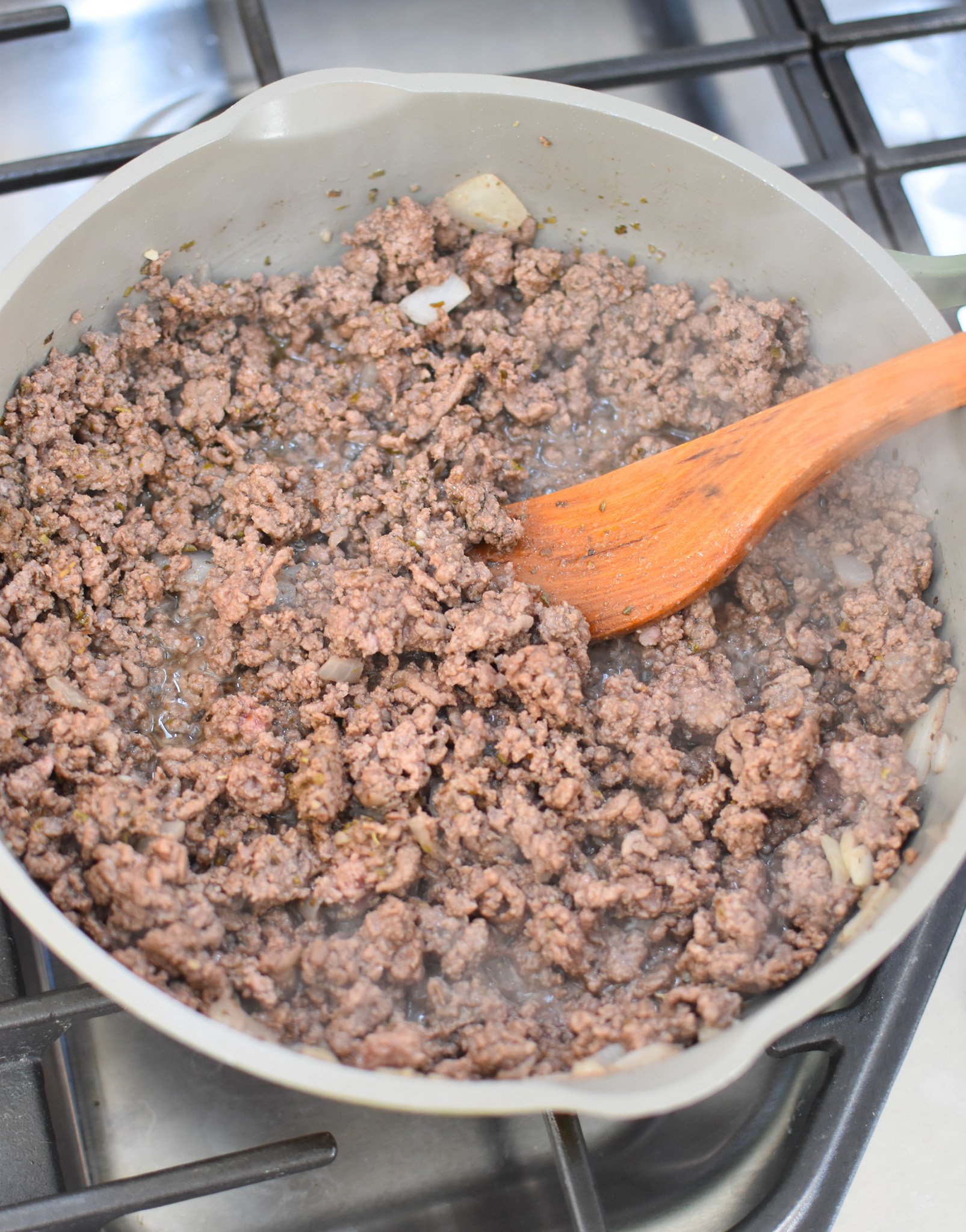 Grilled Stuffed Peppers beef in a skillet