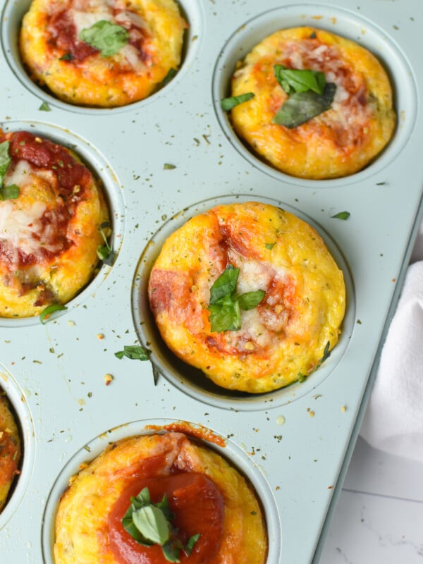Pizza Egg Muffins in a muffin tin
