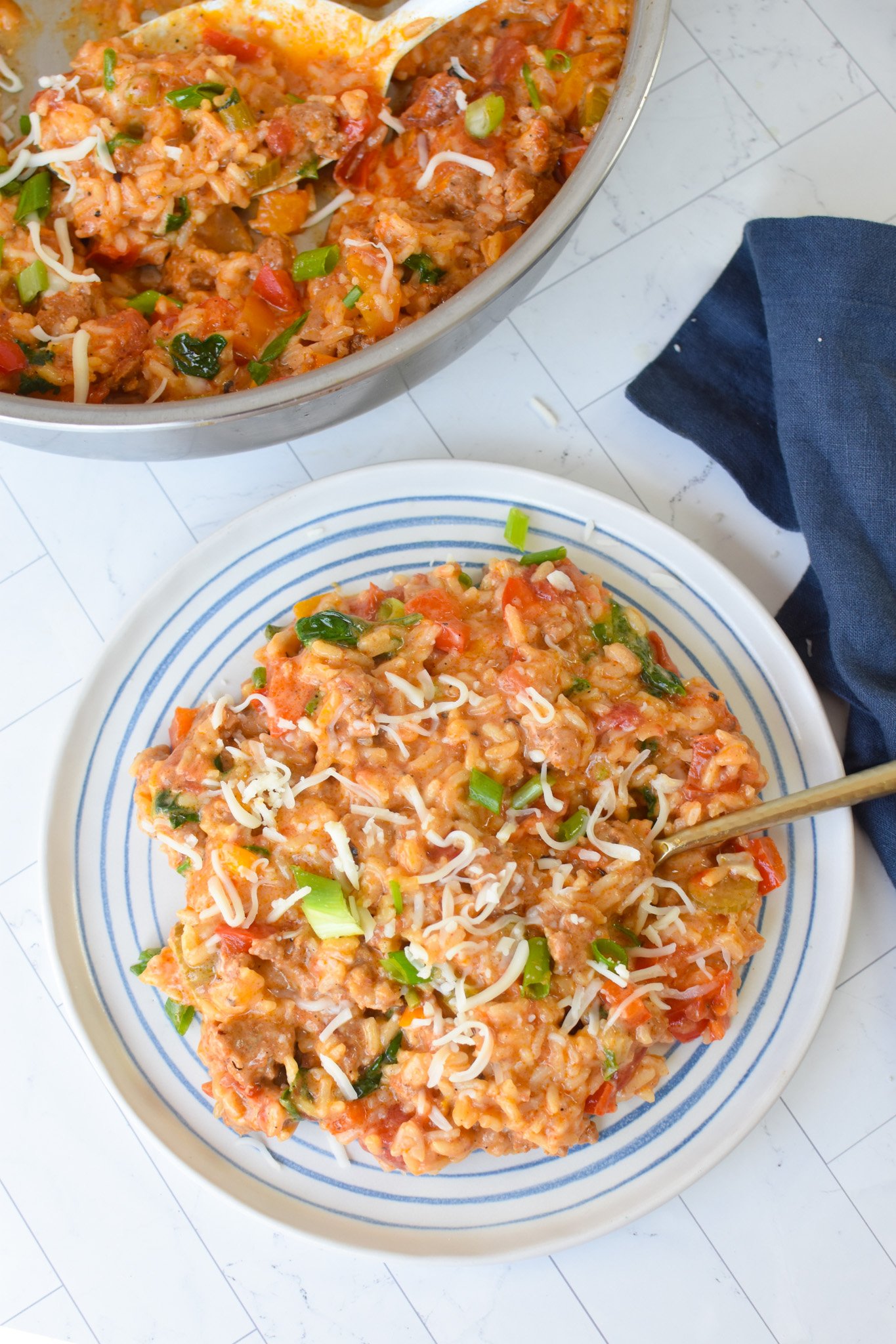 Creamy Cajun Sausage Rice Skillet on a plate