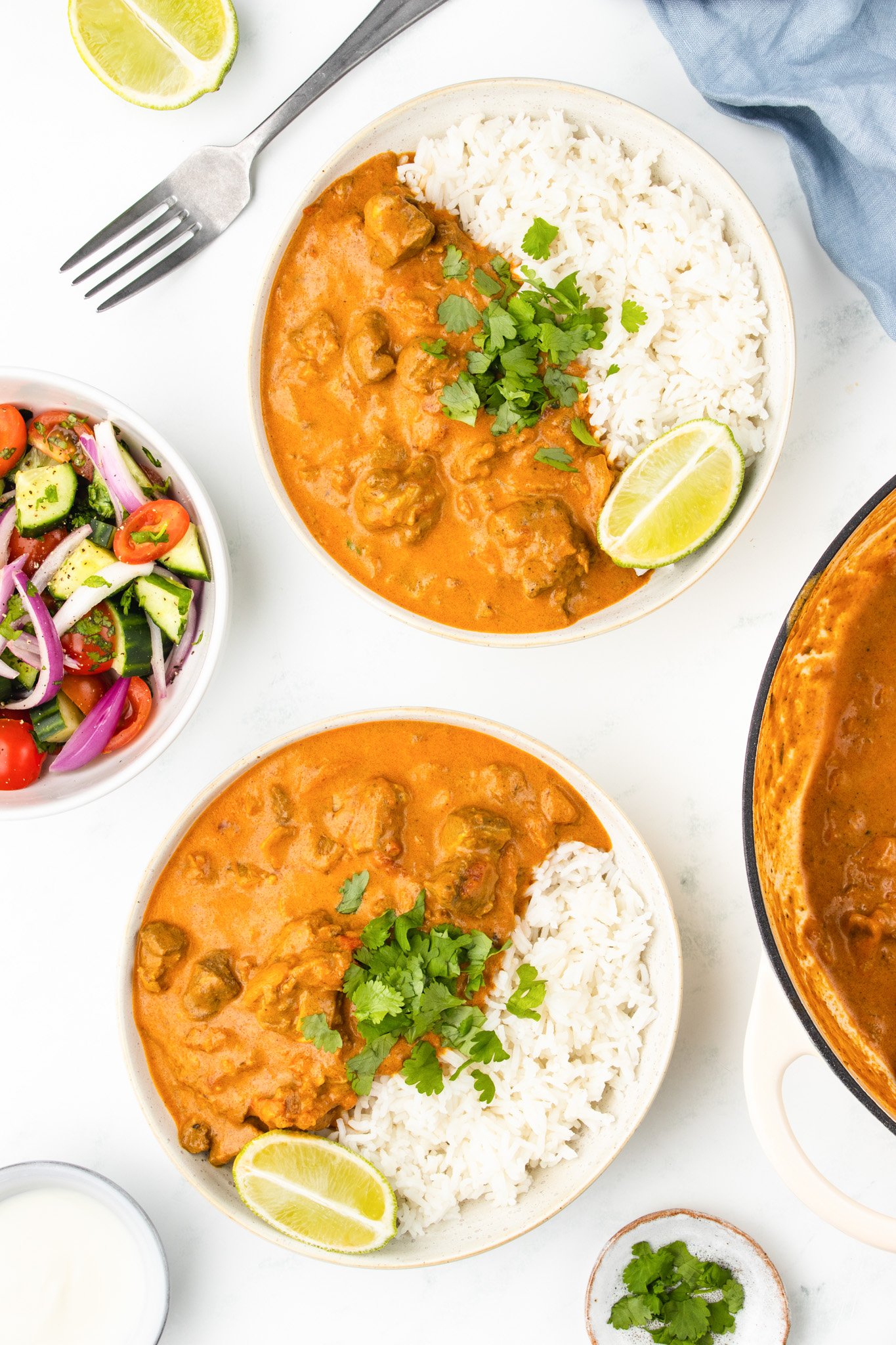 Easy Lamb Curry Recipe in white bowls