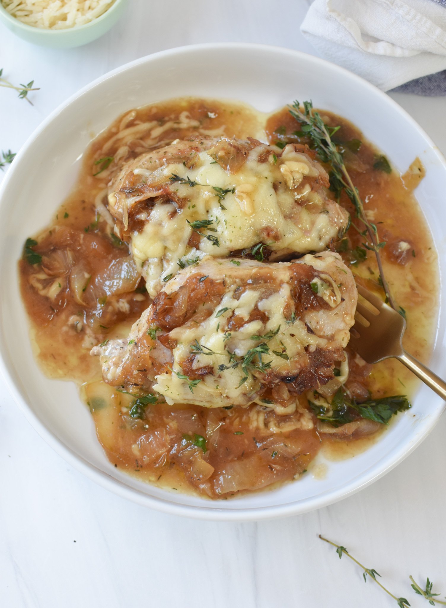 French Onion Pork Chops in a bowl 