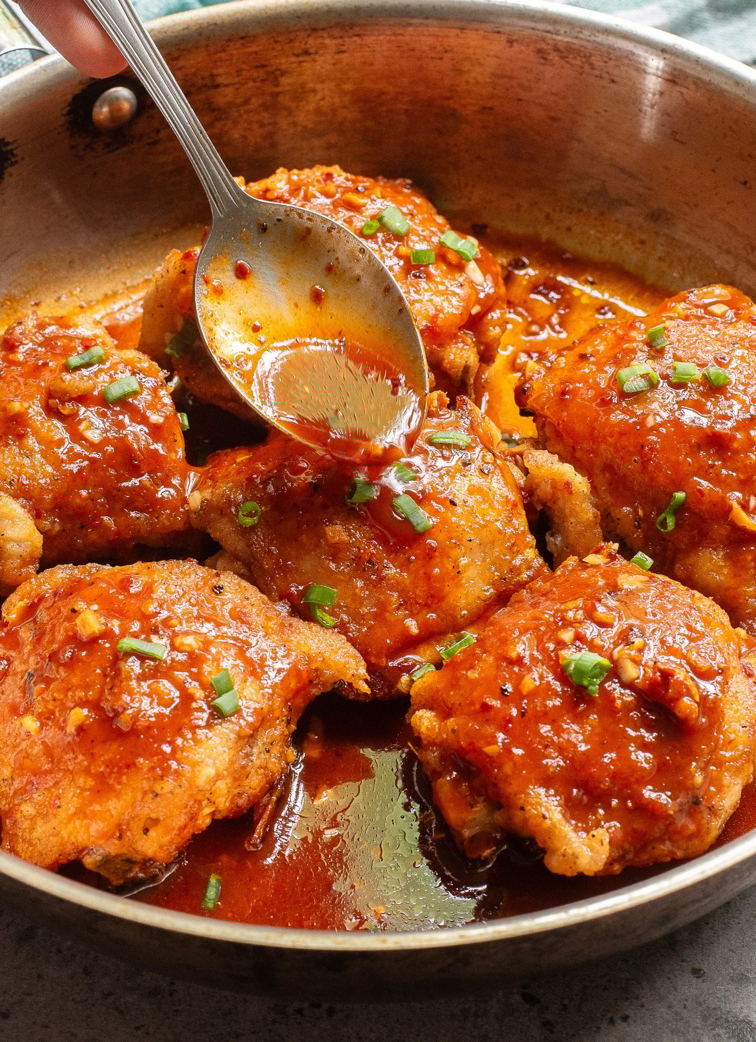 Honey Ginger Chicken with spoon