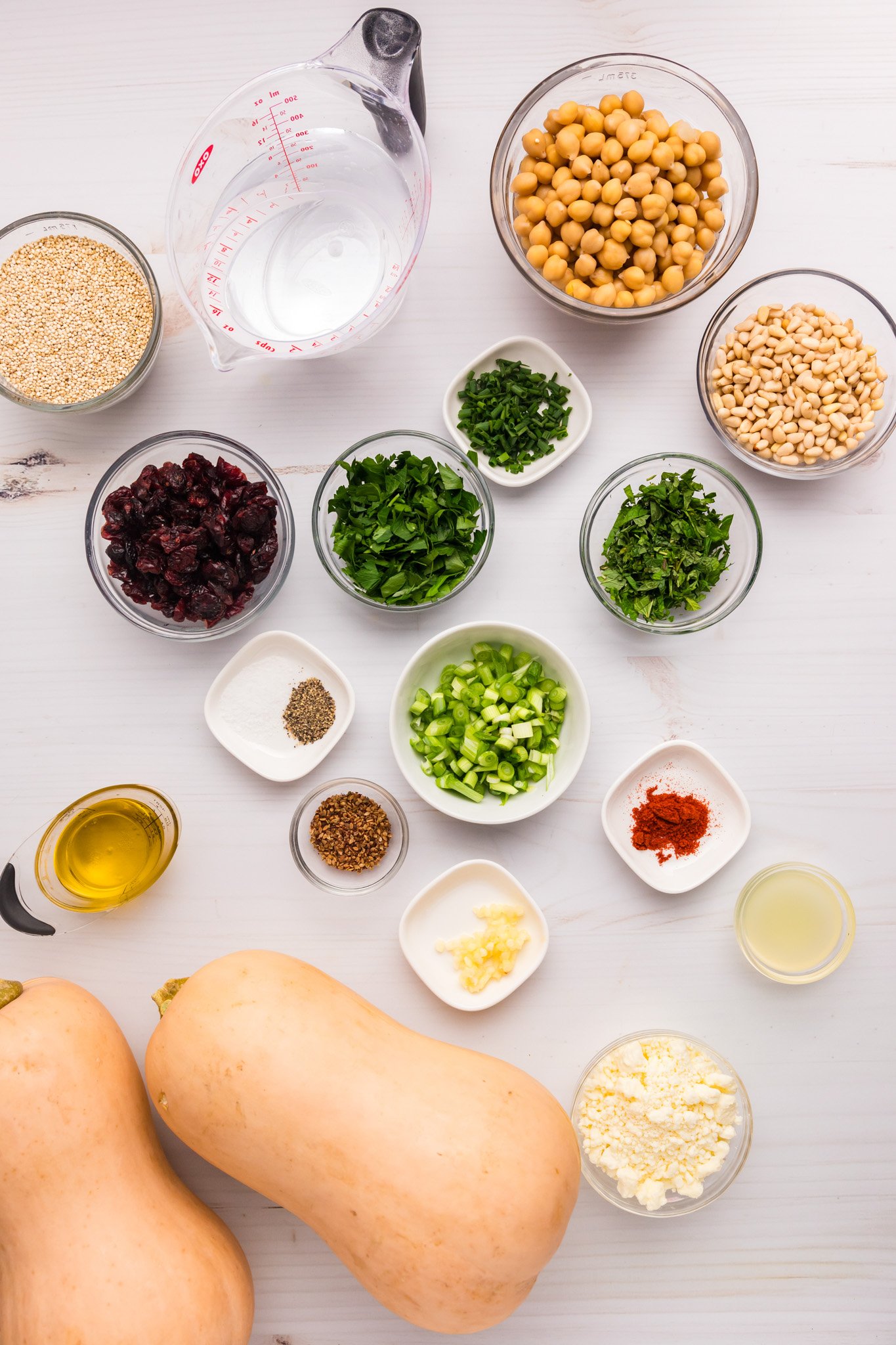 Mediterranean Stuffed Butternut Squash ingredientrs